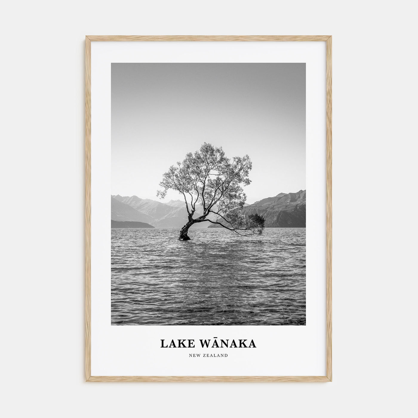 Lake Wānaka Portrait B&W Poster