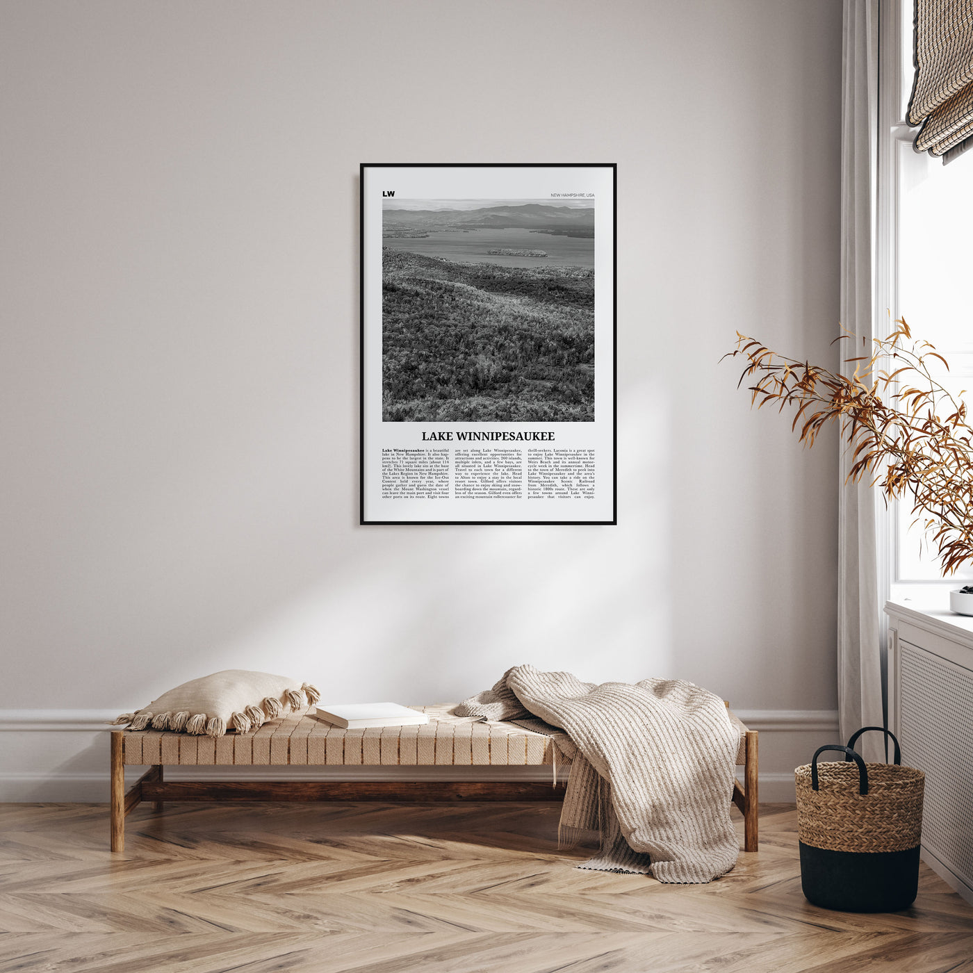 Lake Winnipesaukee Travel B&W Poster