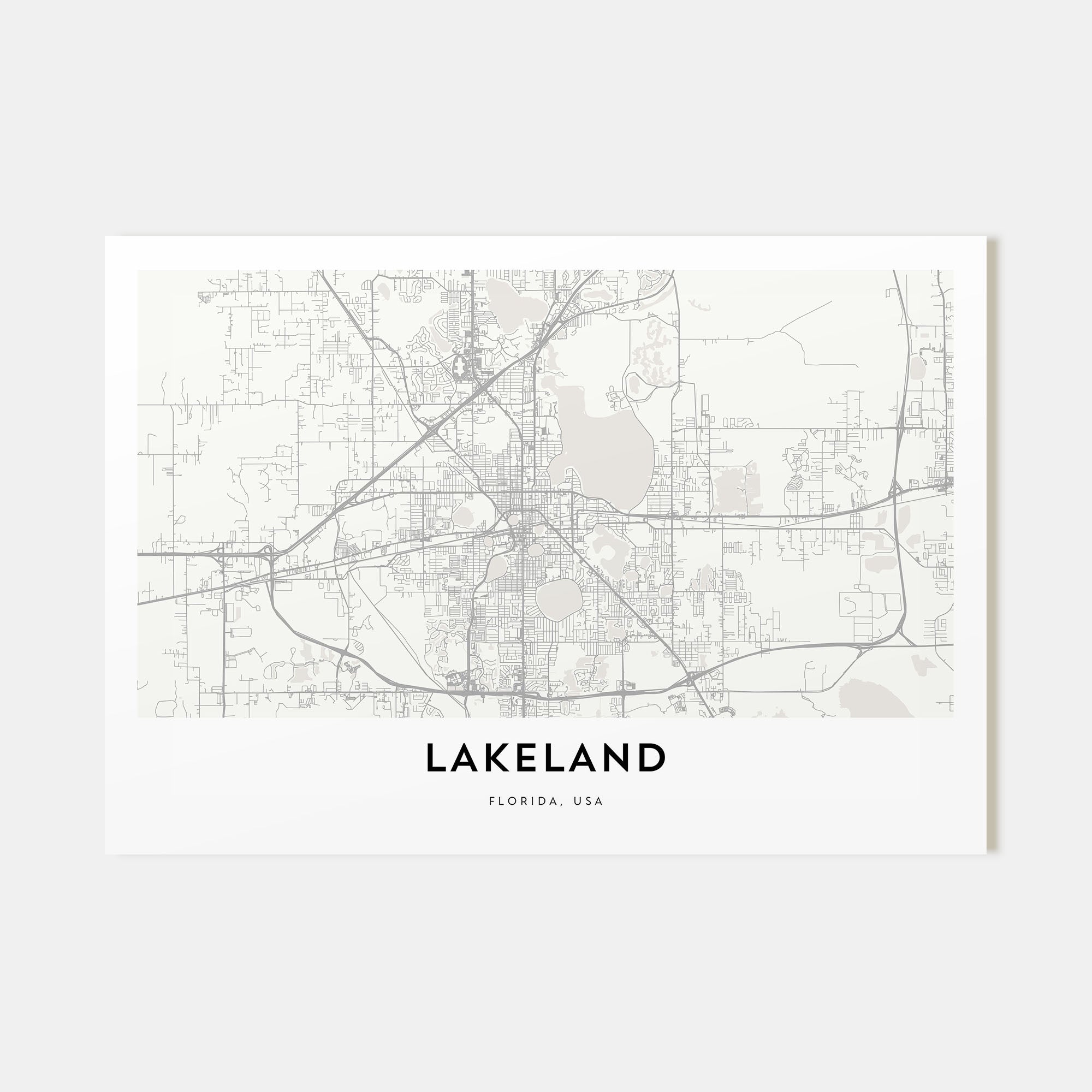 Lakeland Map Landscape Poster