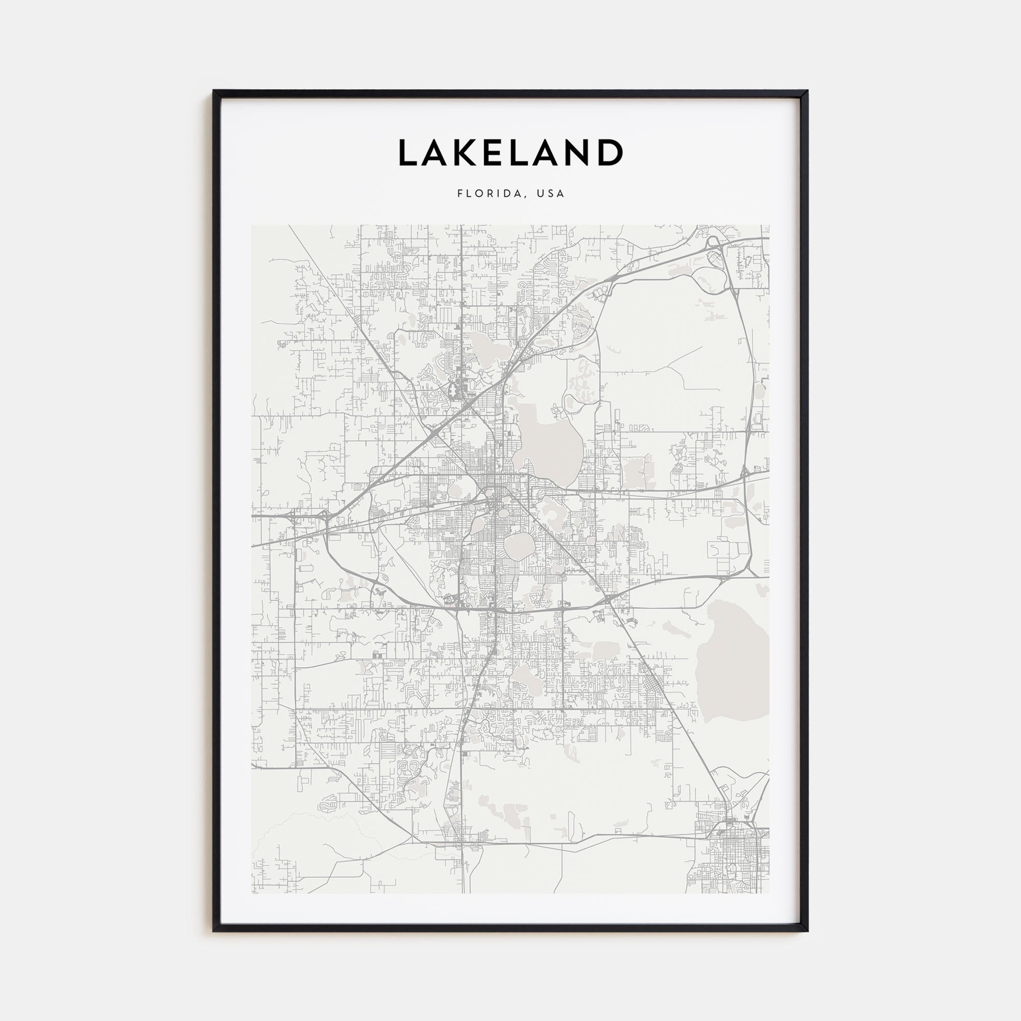 Lakeland Map Portrait Poster