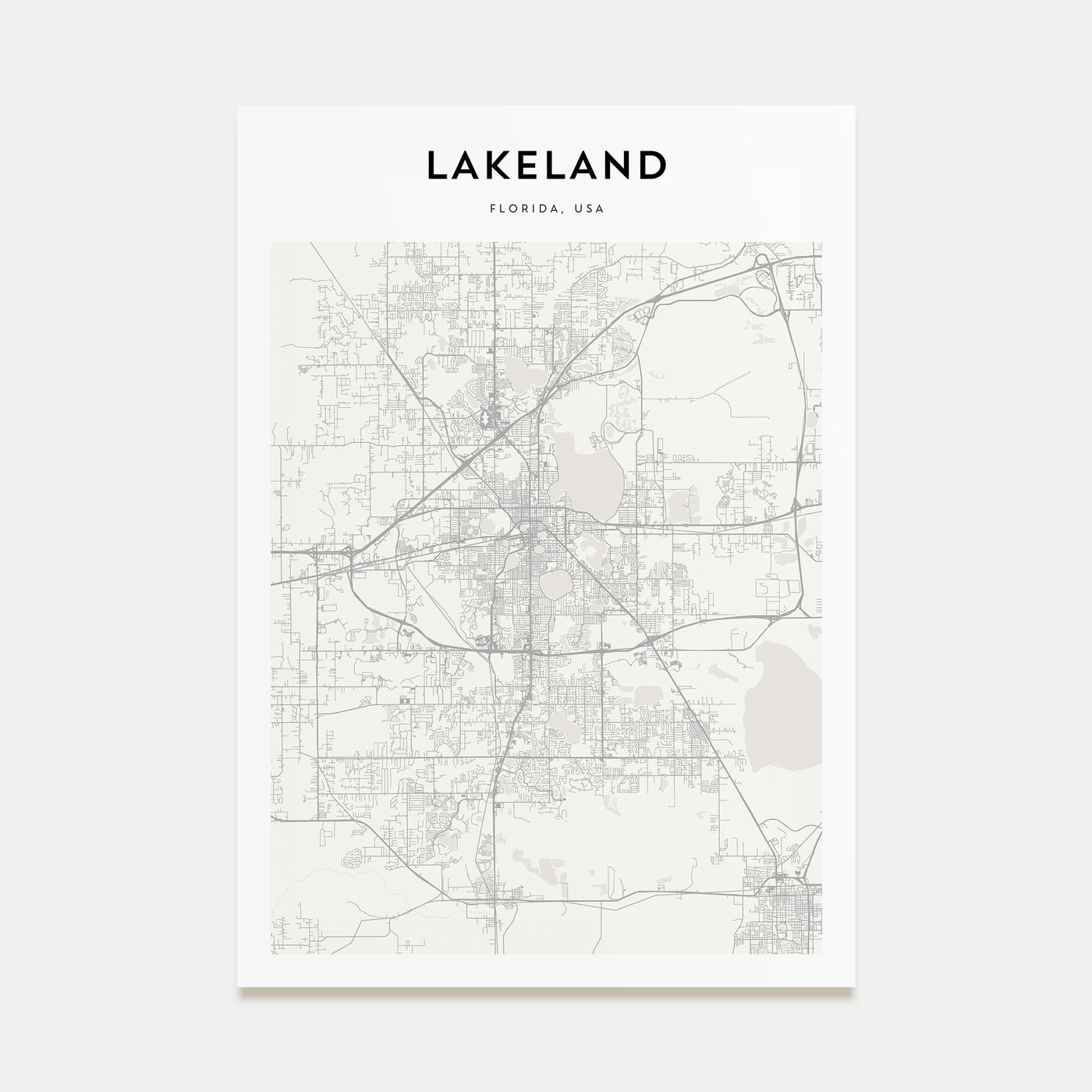 Lakeland Map Portrait Poster