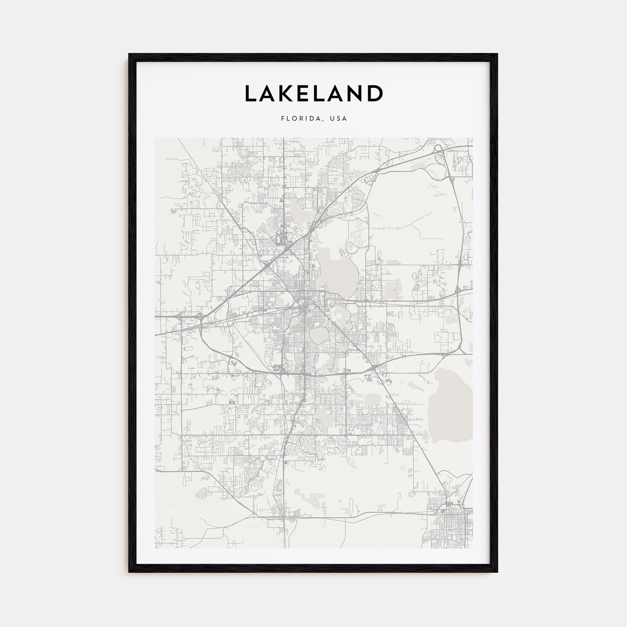 Lakeland Map Portrait Poster