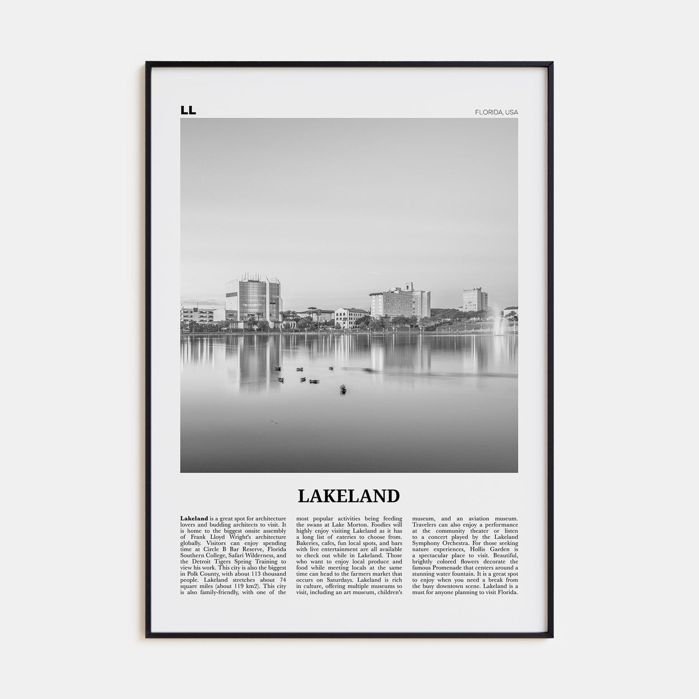 Lakeland Travel B&W Poster