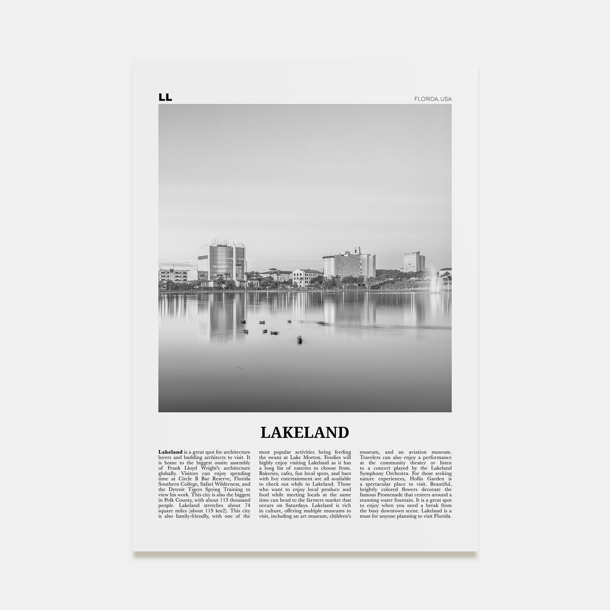 Lakeland Travel B&W Poster