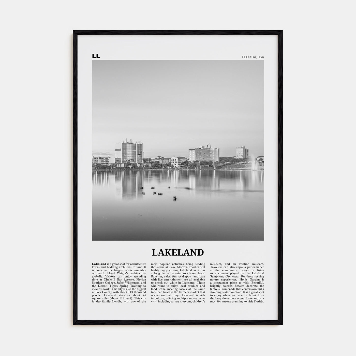Lakeland Travel B&W Poster