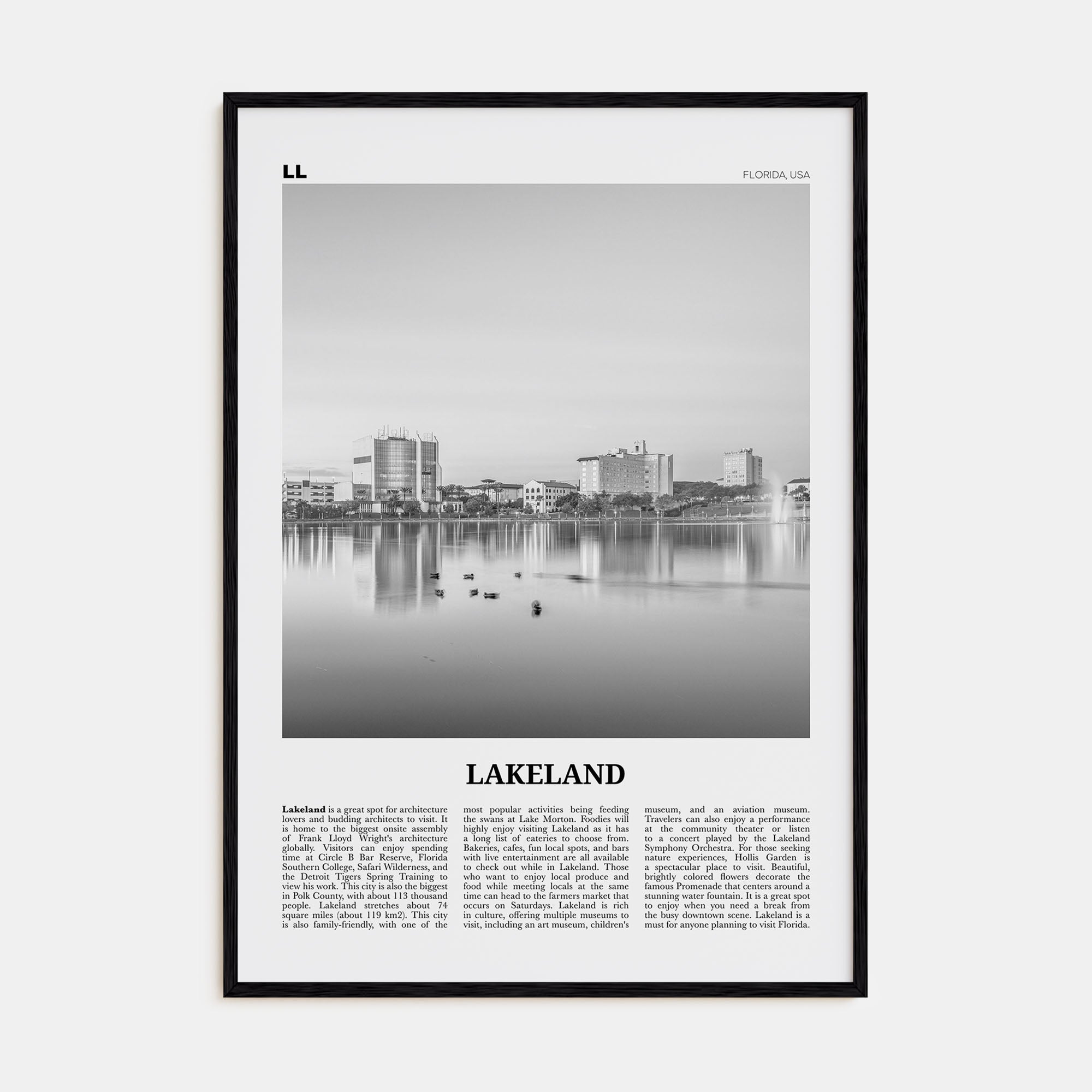 Lakeland Travel B&W Poster