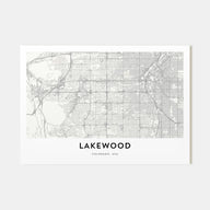 Lakewood Map Landscape Poster