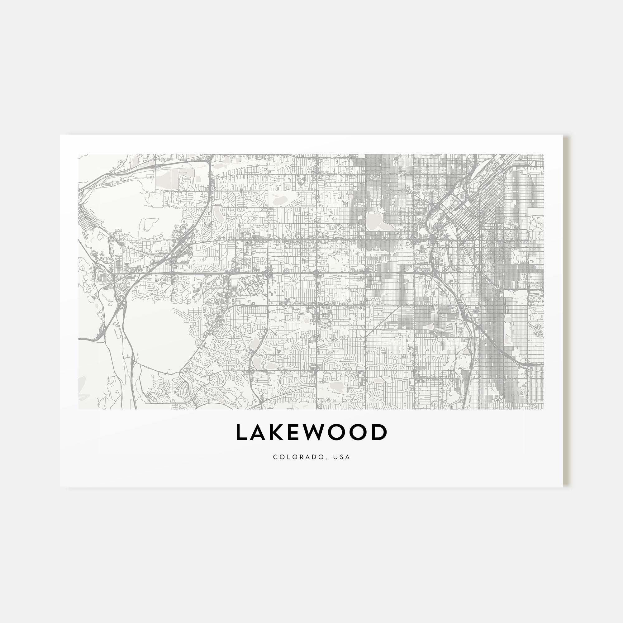 Lakewood Map Landscape Poster