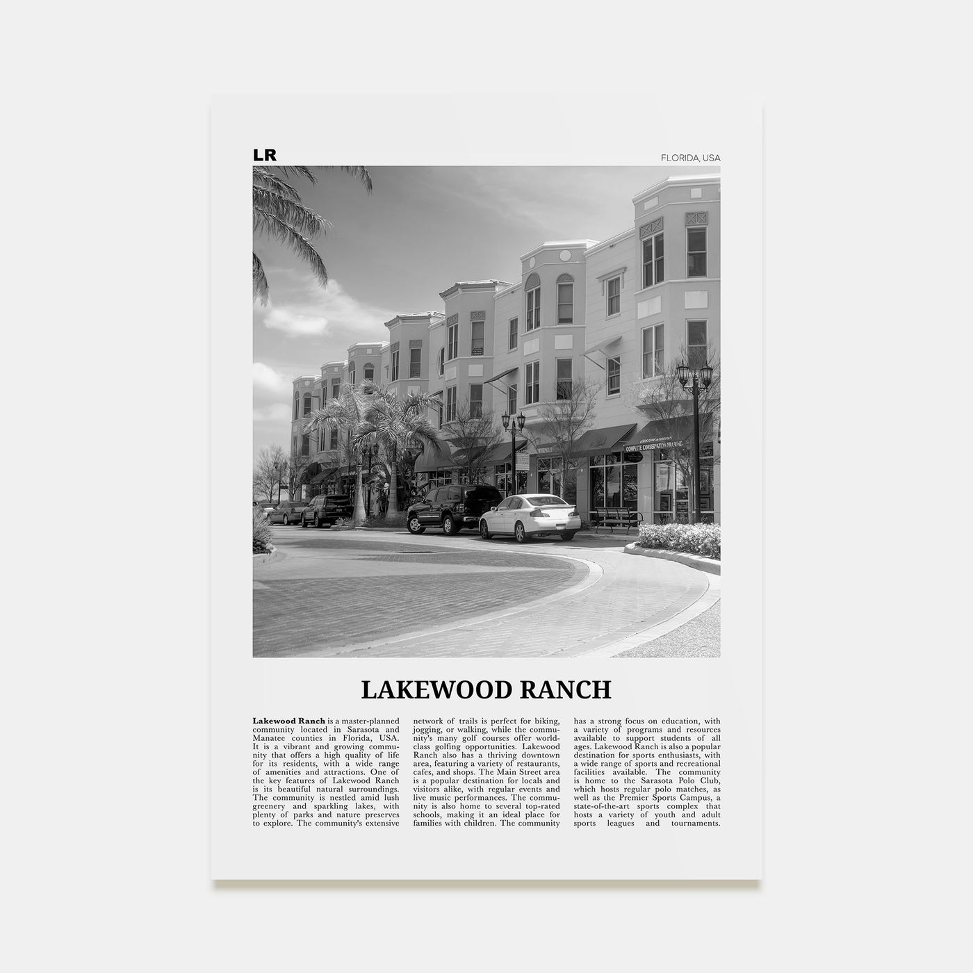 Lakewood Ranch Travel B&W Poster