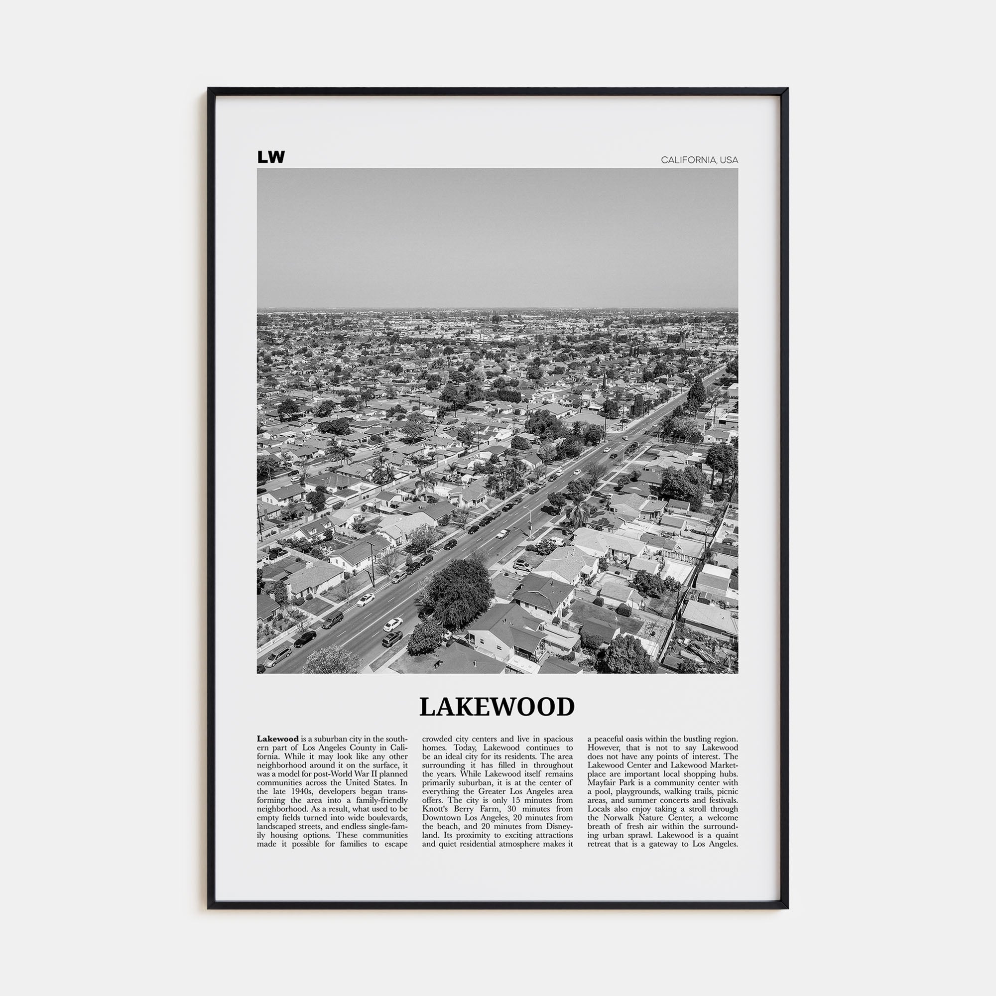 Lakewood Travel B&W Poster