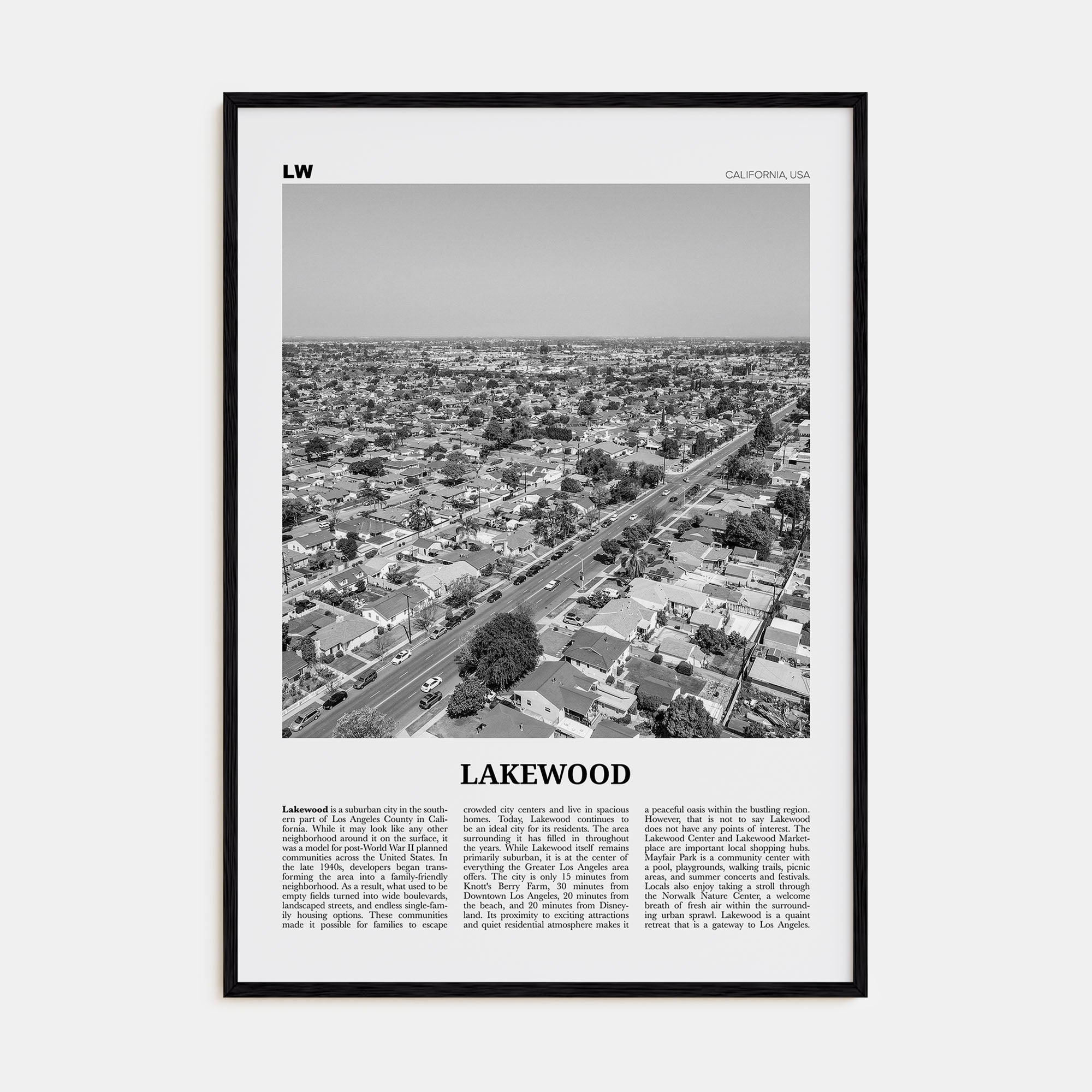 Lakewood Travel B&W Poster