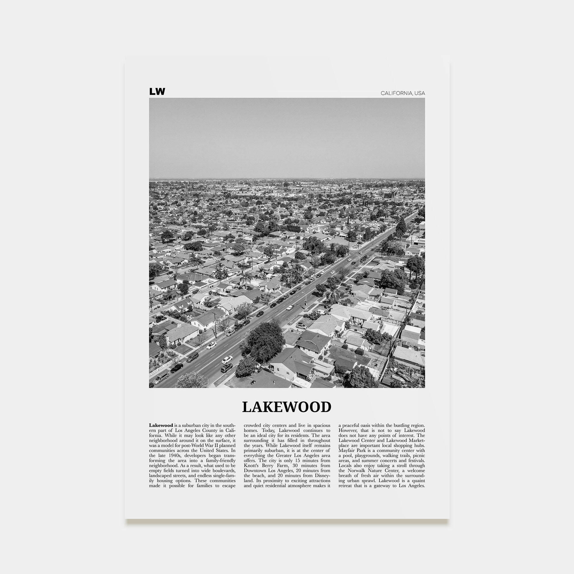 Lakewood Travel B&W Poster