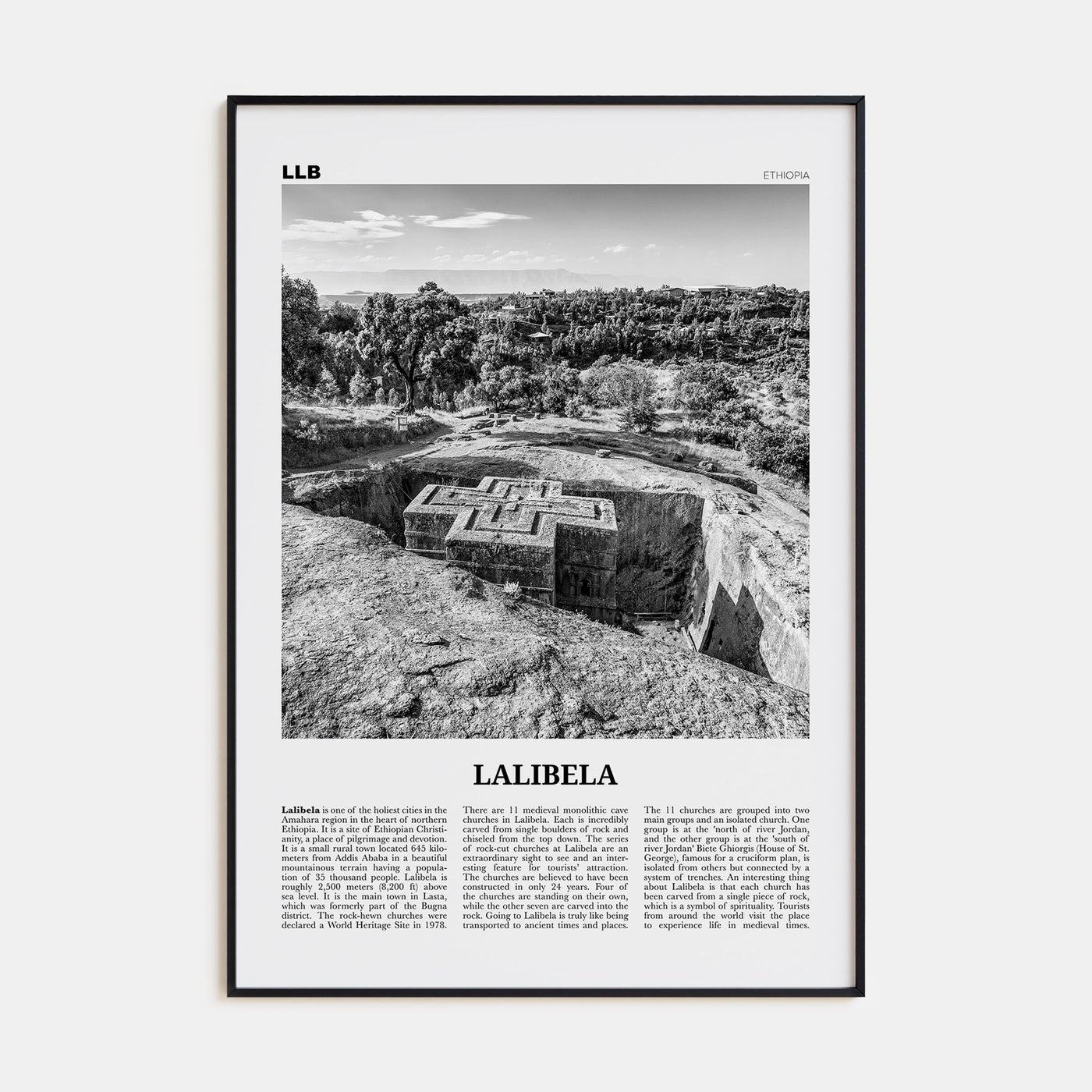 Lalibela Travel B&W Poster