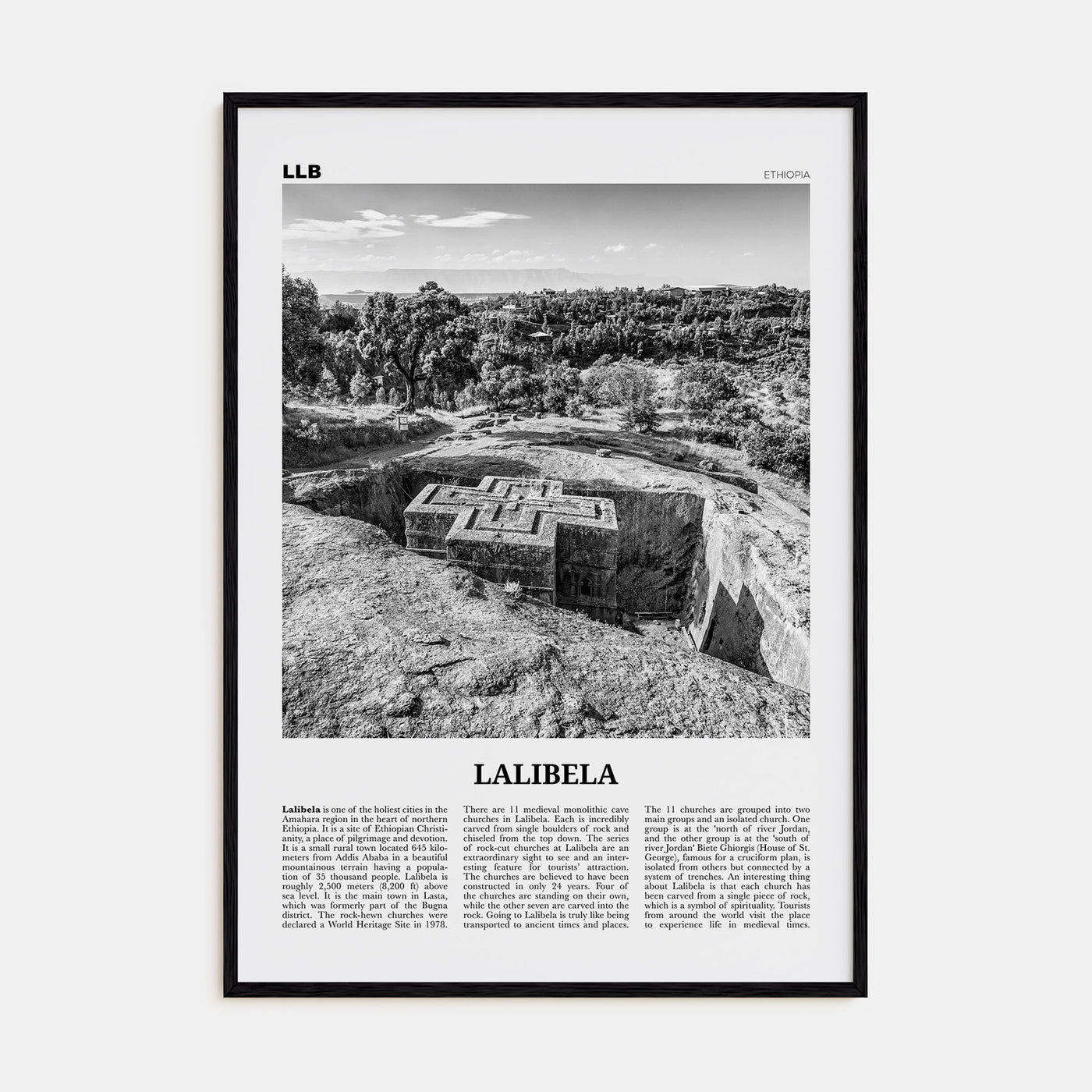 Lalibela Travel B&W Poster