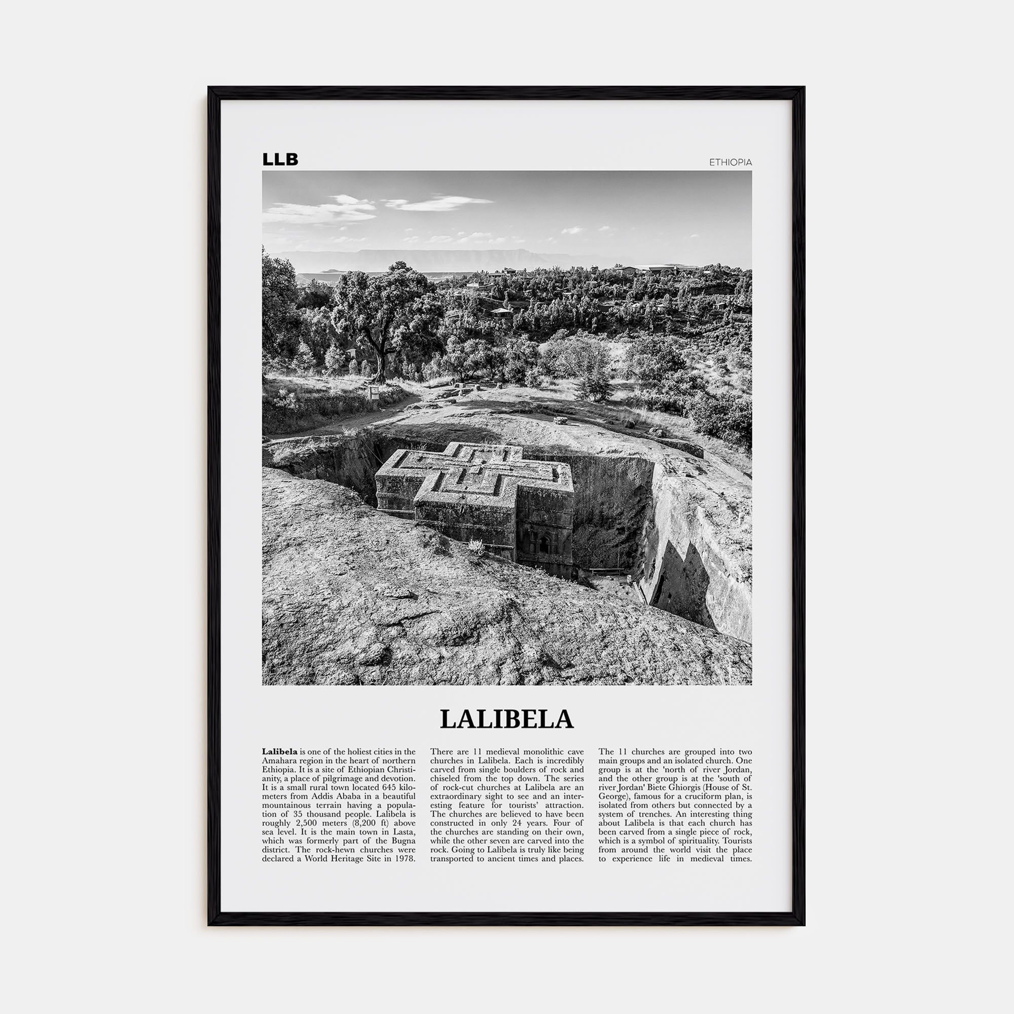 Lalibela Travel B&W Poster