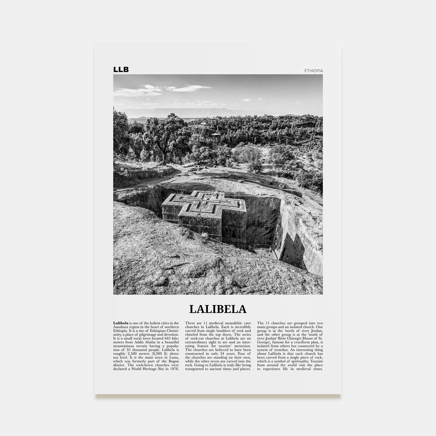 Lalibela Travel B&W Poster