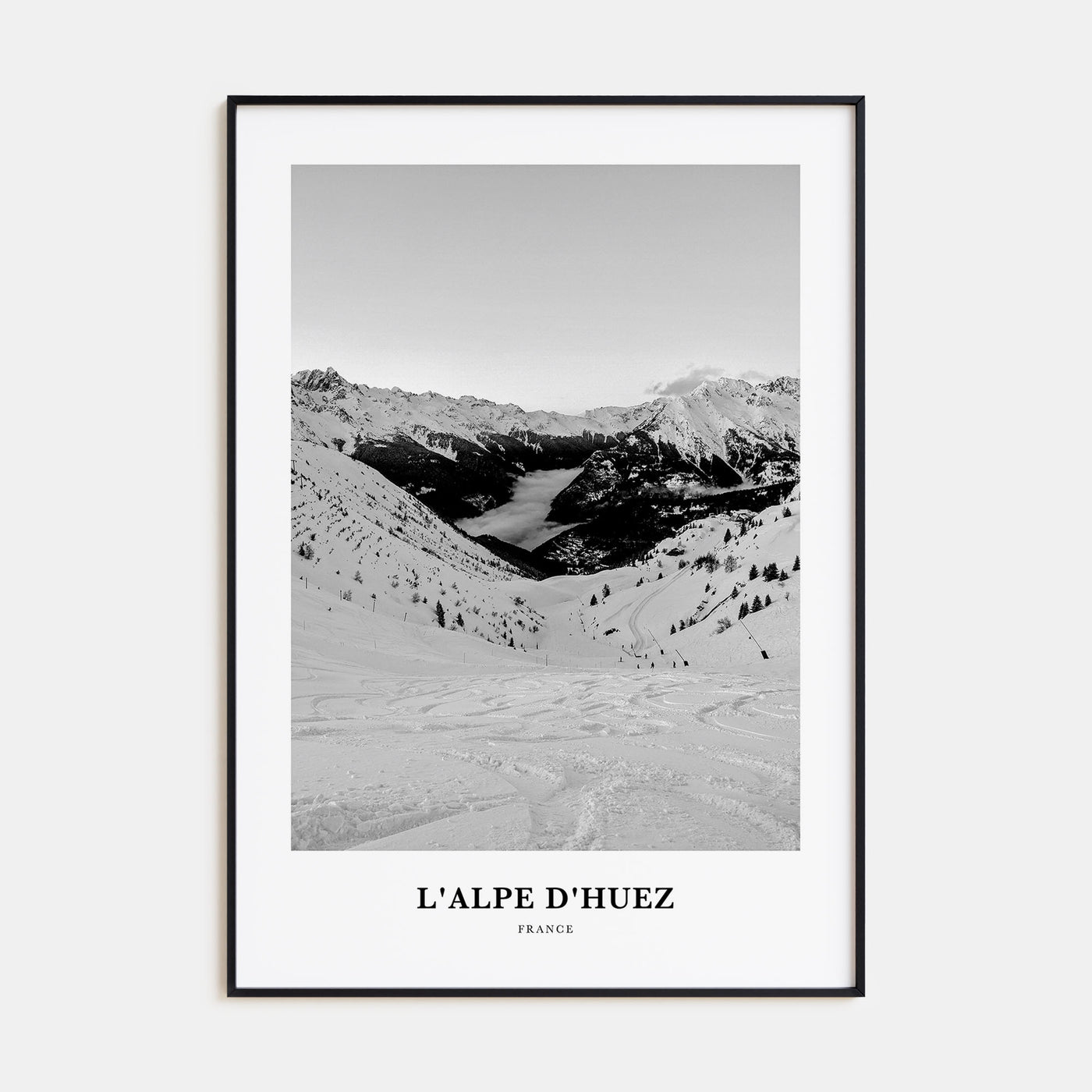 L'Alpe d'Huez Portrait B&W Poster
