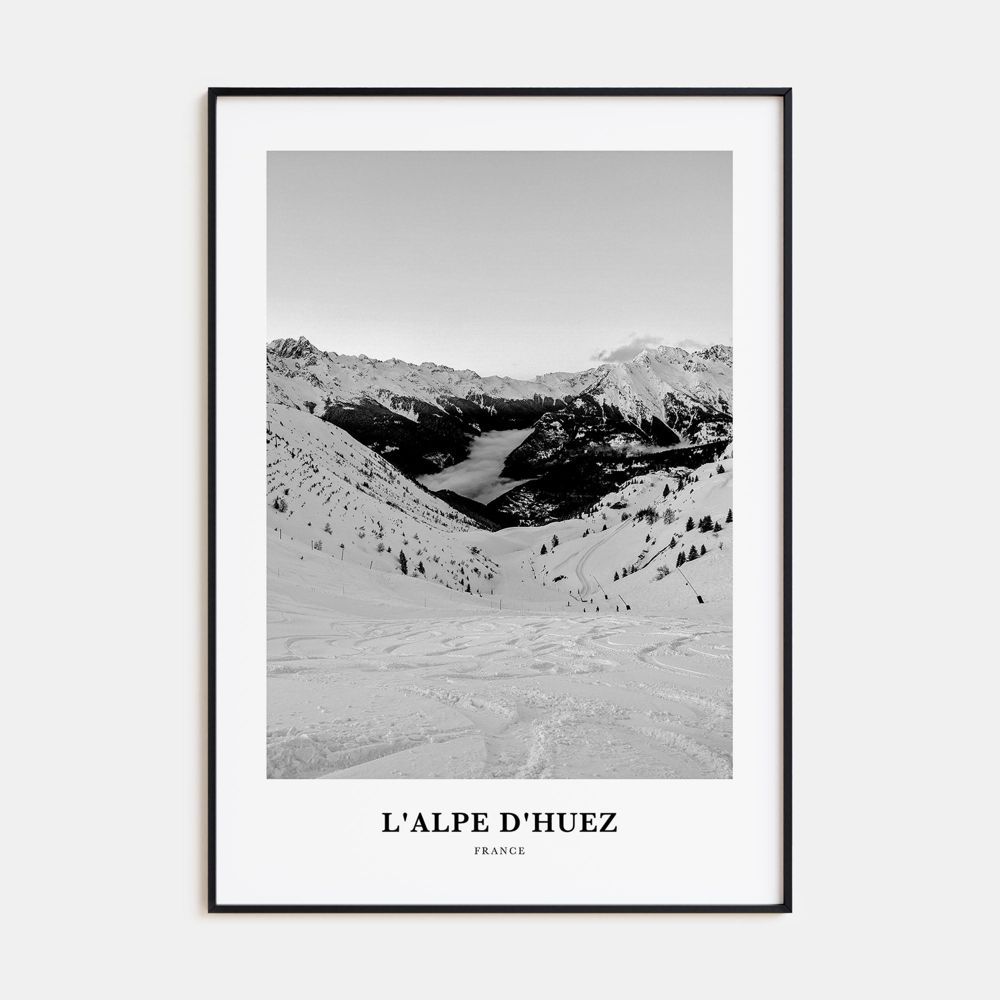 L'Alpe d'Huez Portrait B&W Poster