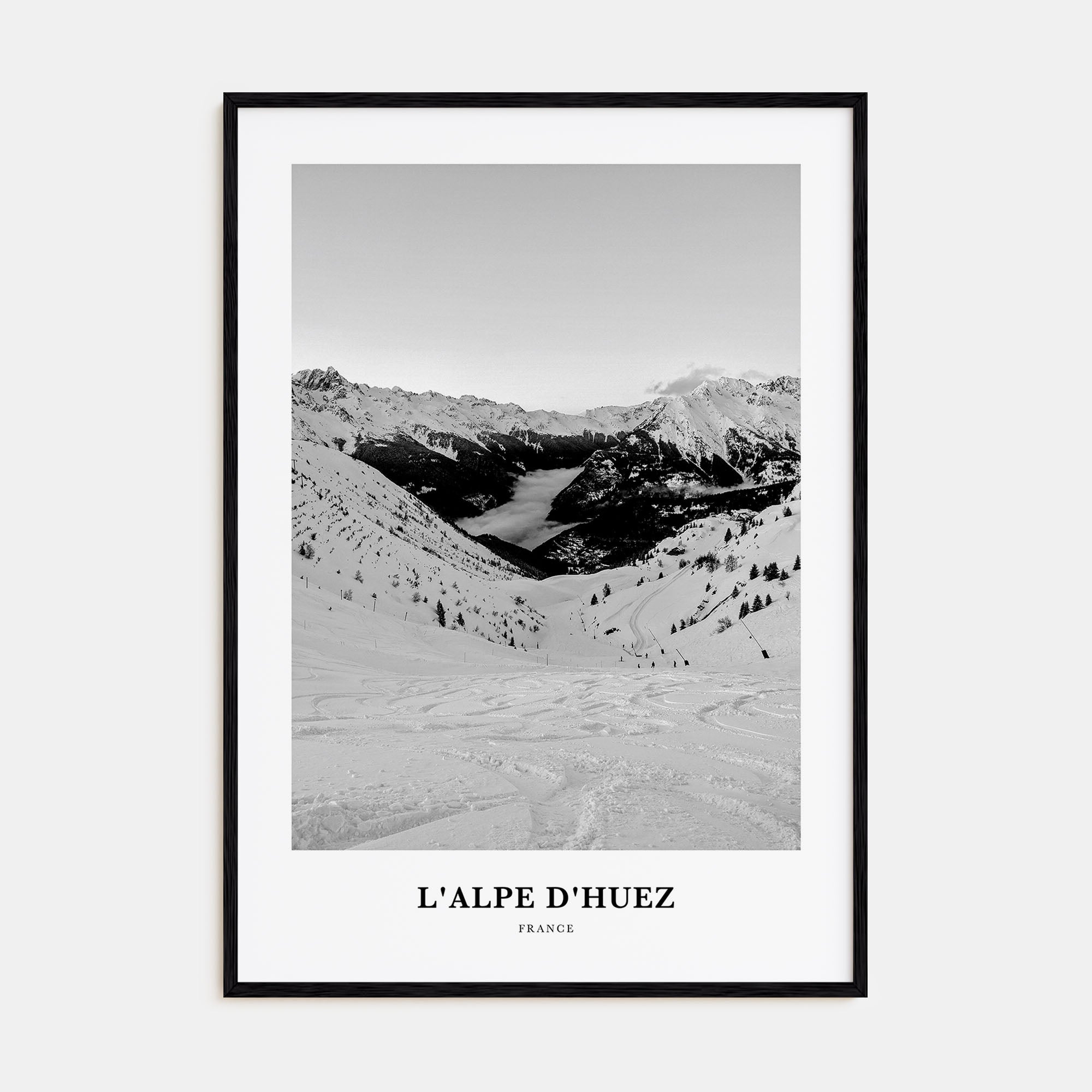 L'Alpe d'Huez Portrait B&W Poster