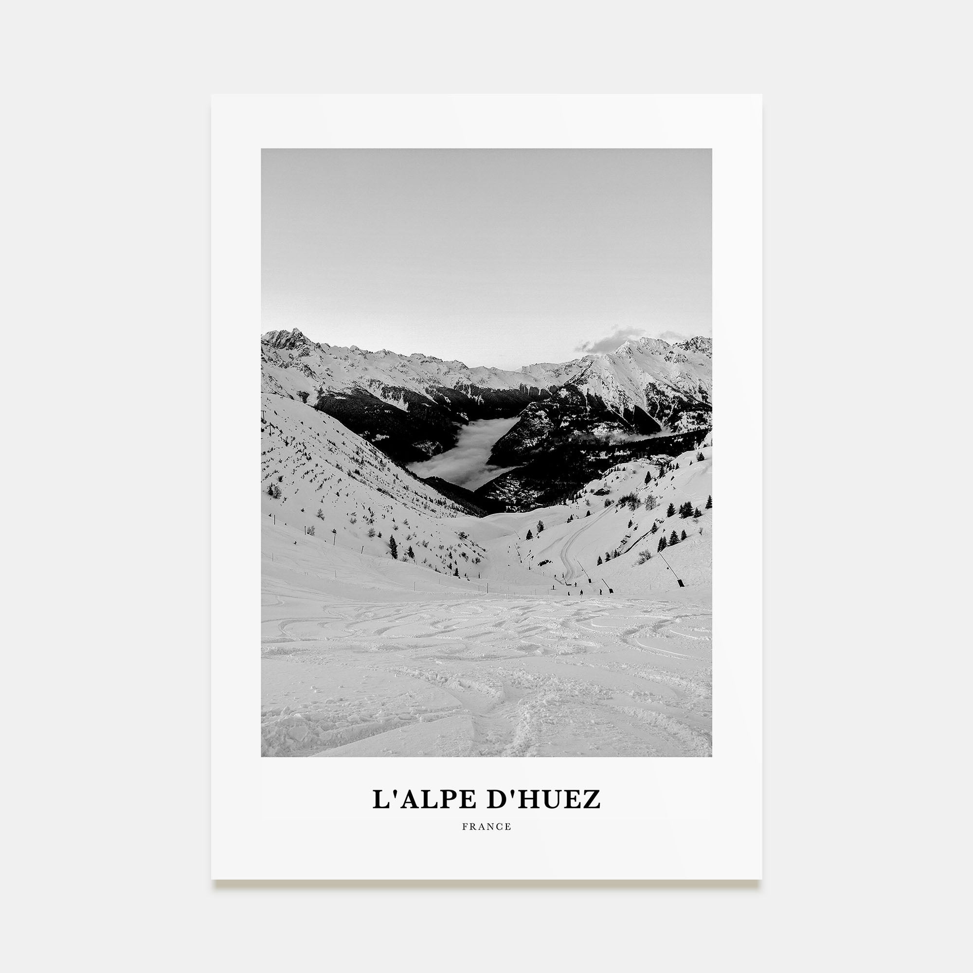 L'Alpe d'Huez Portrait B&W Poster