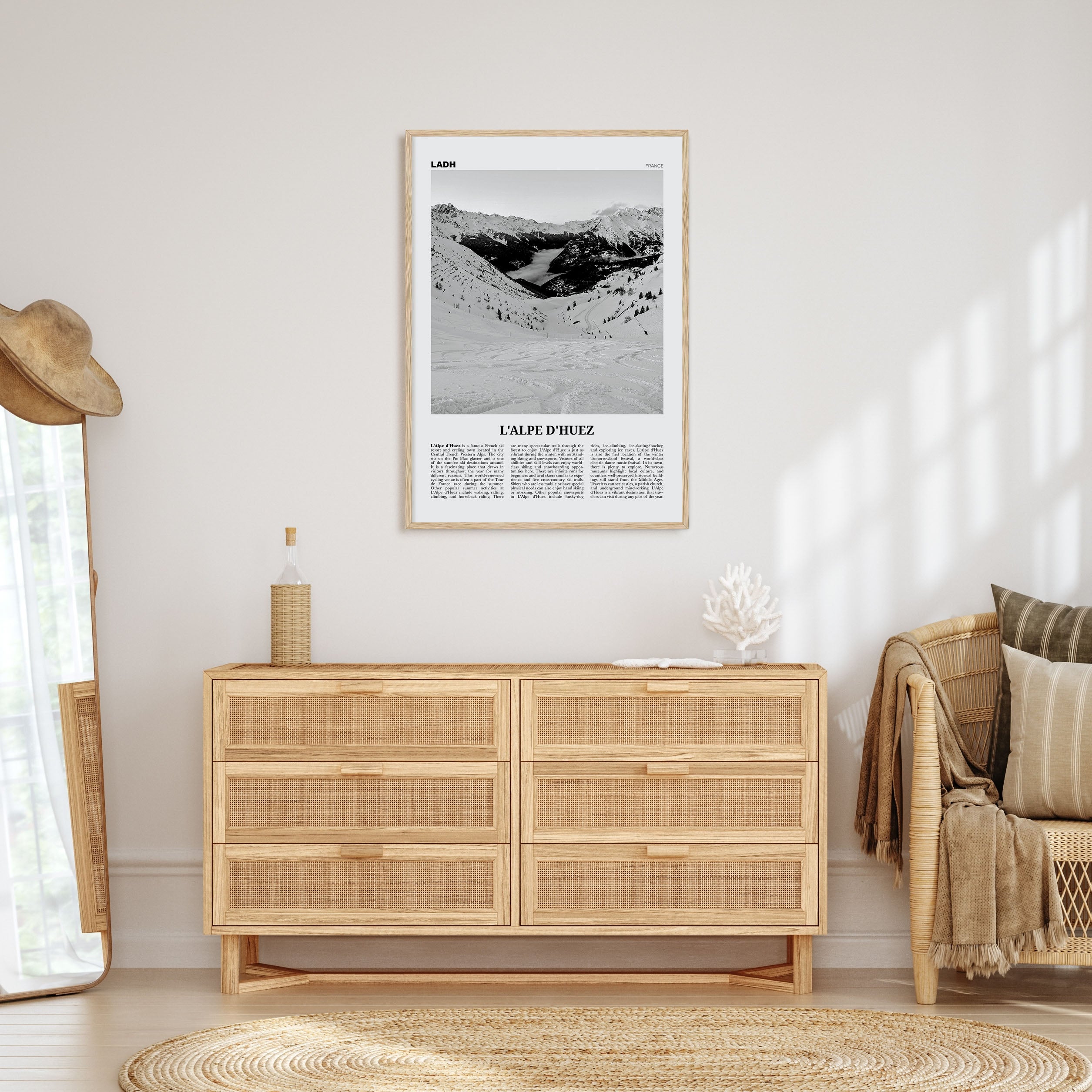 L'Alpe d'Huez Travel B&W Poster