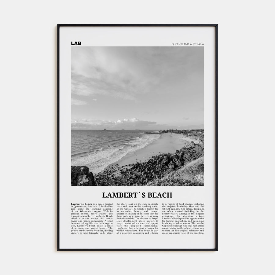 Lamberts Beach Travel B&W Poster