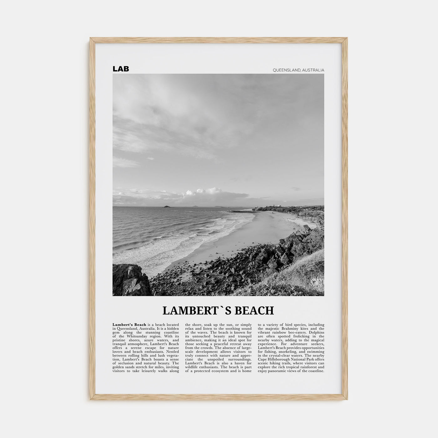 Lamberts Beach Travel B&W Poster