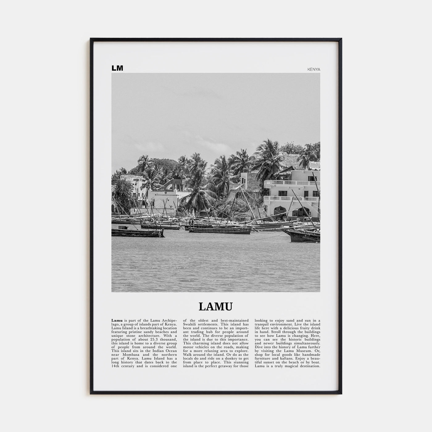 Lamu Travel B&W Poster
