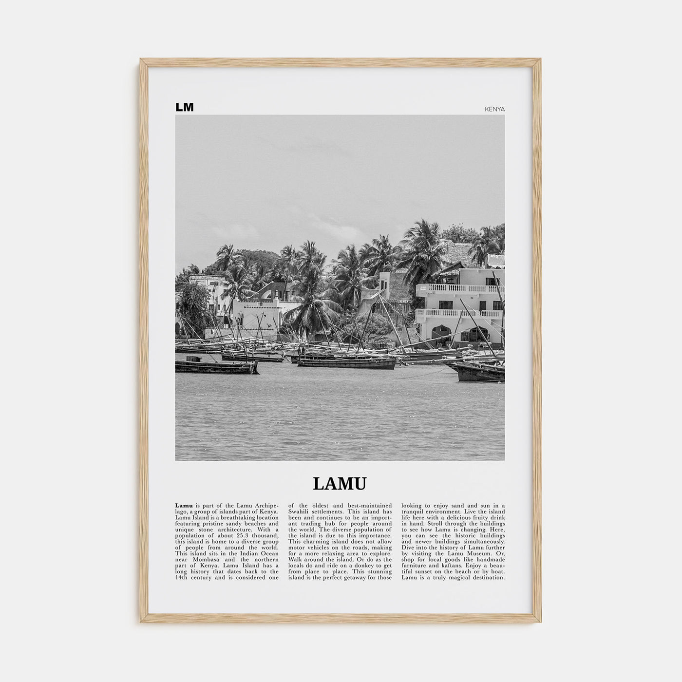 Lamu Travel B&W Poster