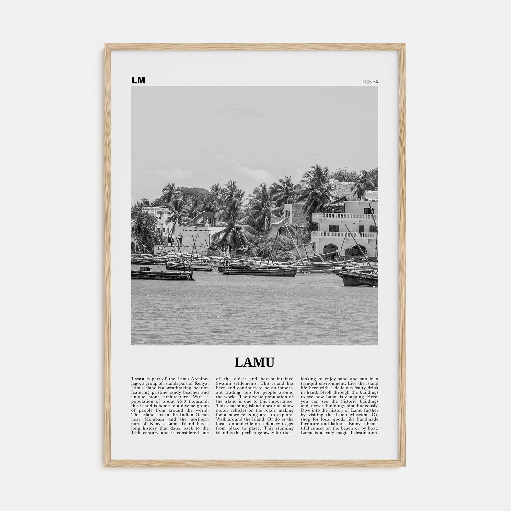Lamu Travel B&W Poster