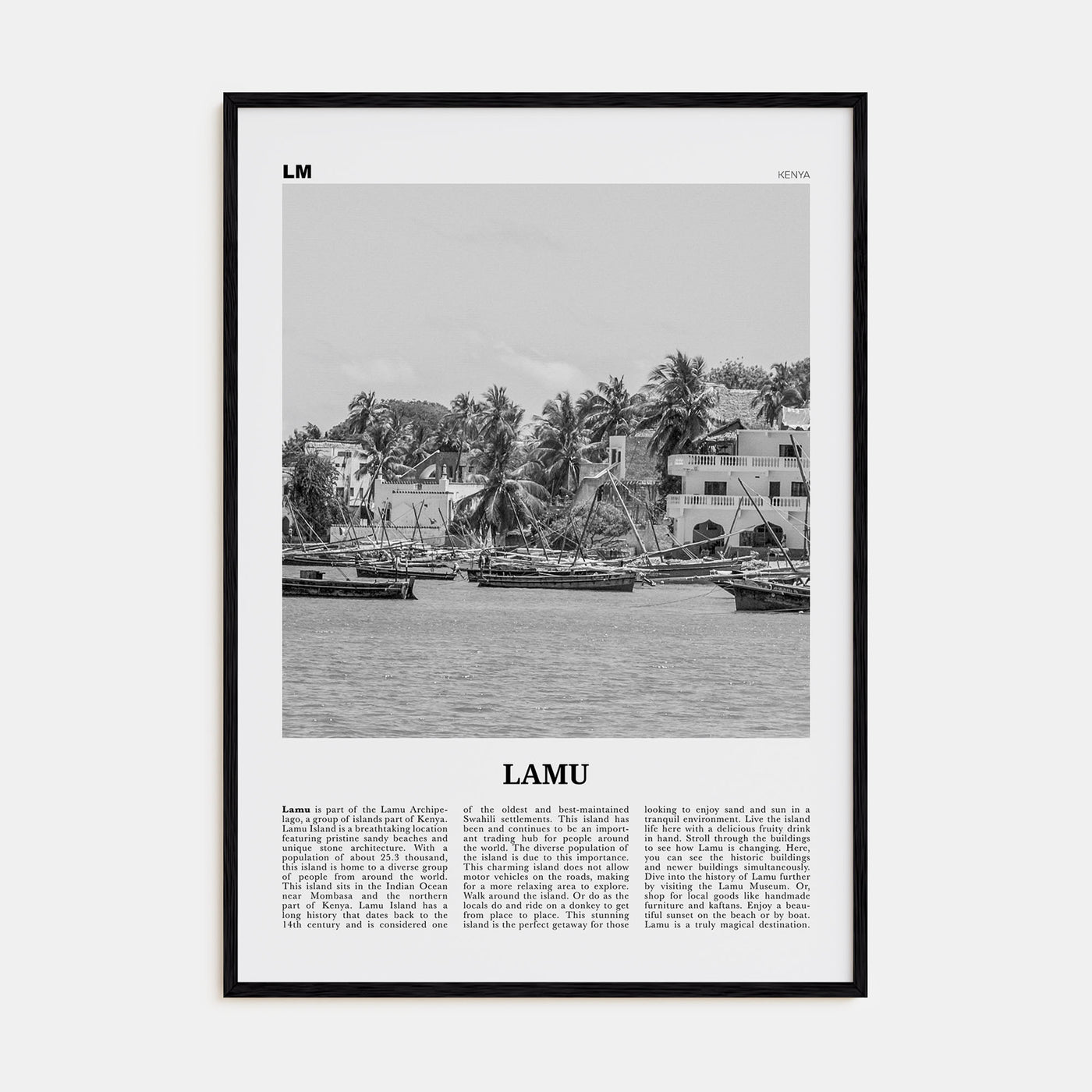 Lamu Travel B&W Poster