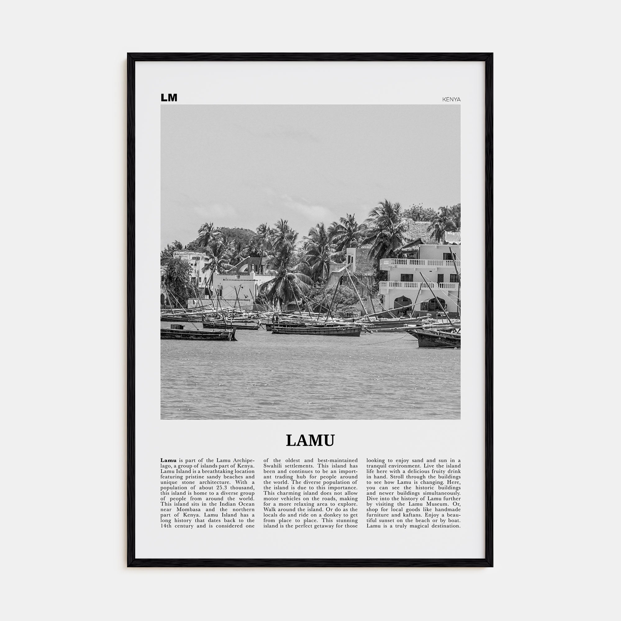 Lamu Travel B&W Poster