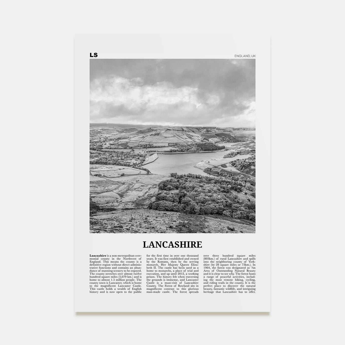 Lancashire Travel B&W Poster