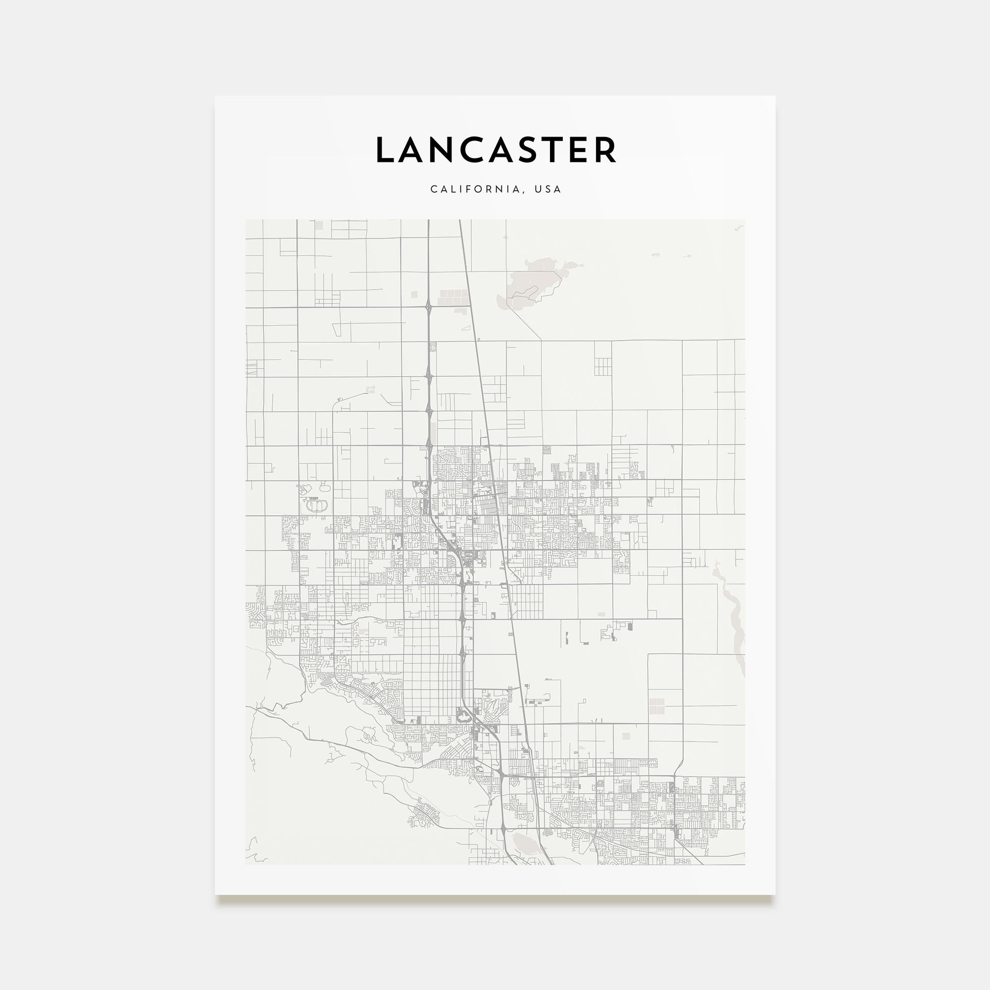 Lancaster, California Map Portrait Poster