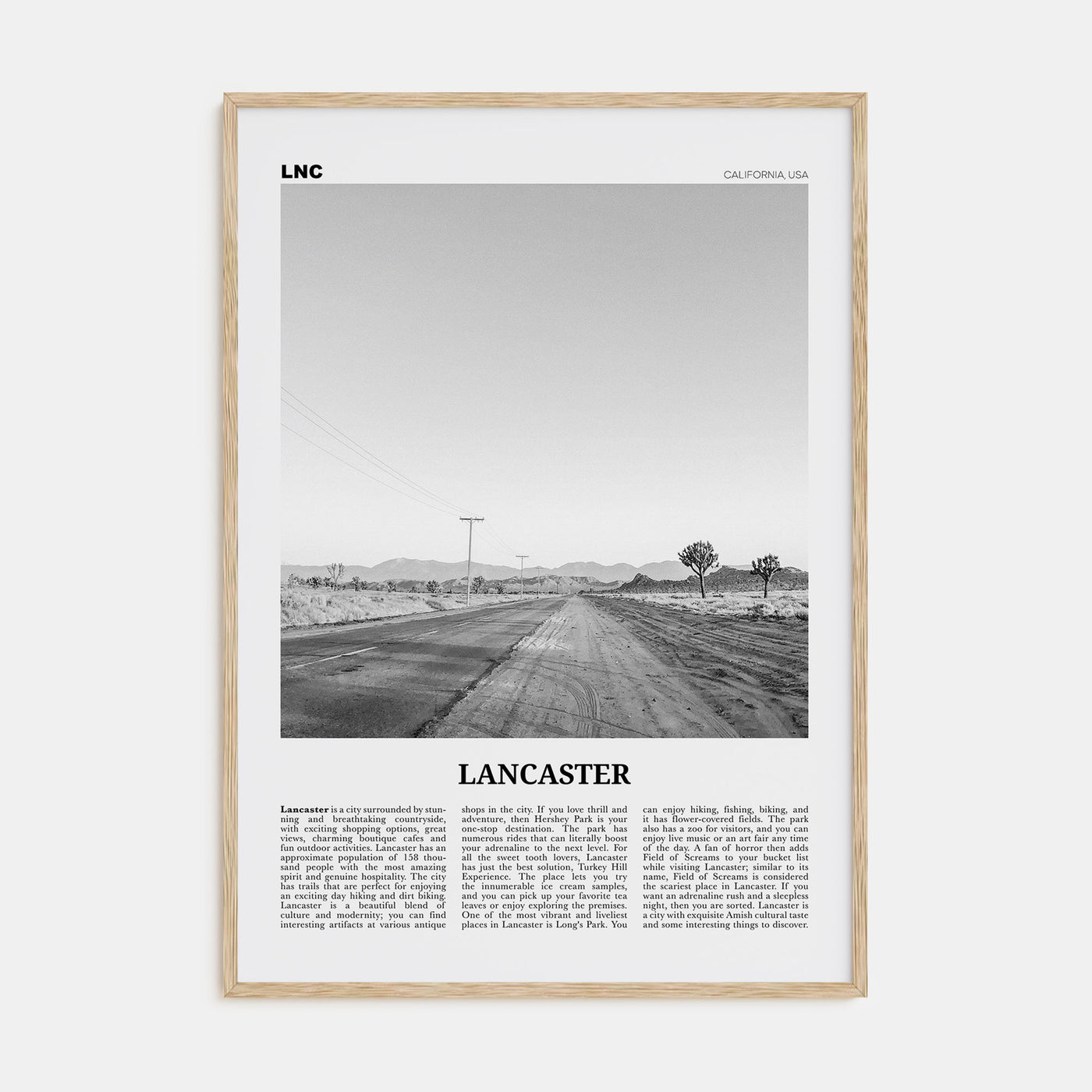 Lancaster, California Travel B&W Poster