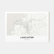 Lancaster, England Map Landscape Poster