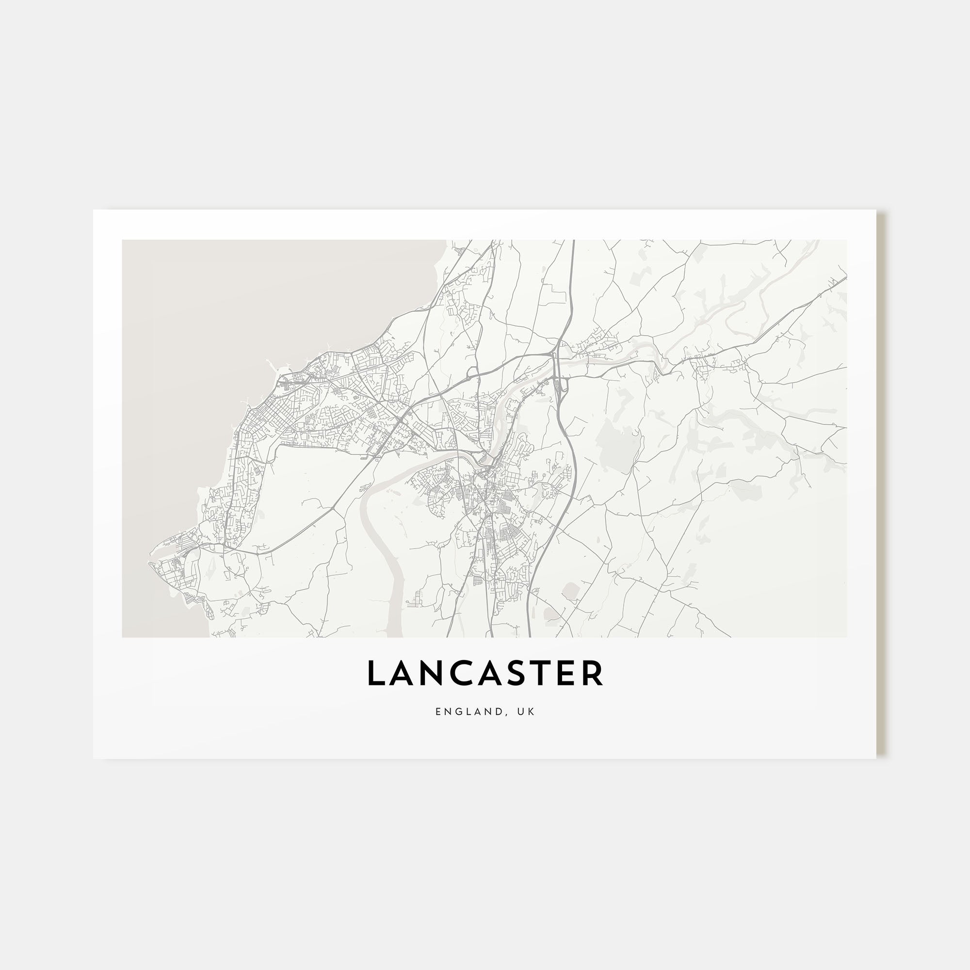 Lancaster, England Map Landscape Poster