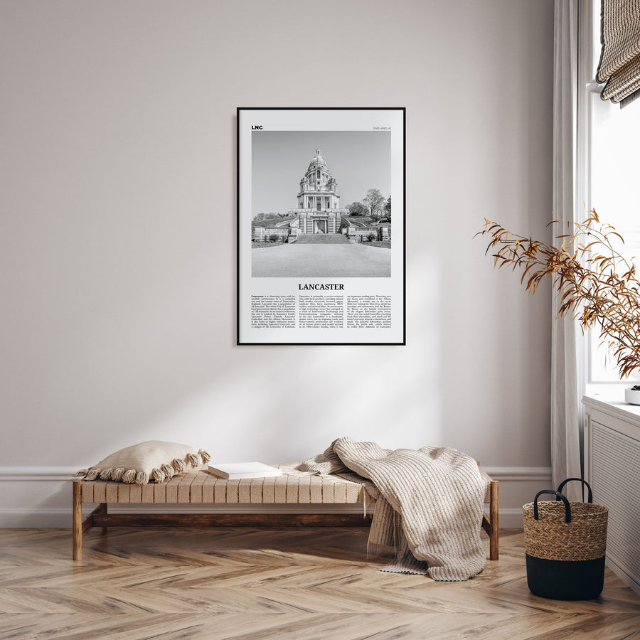 Lancaster, England Travel B&W Poster