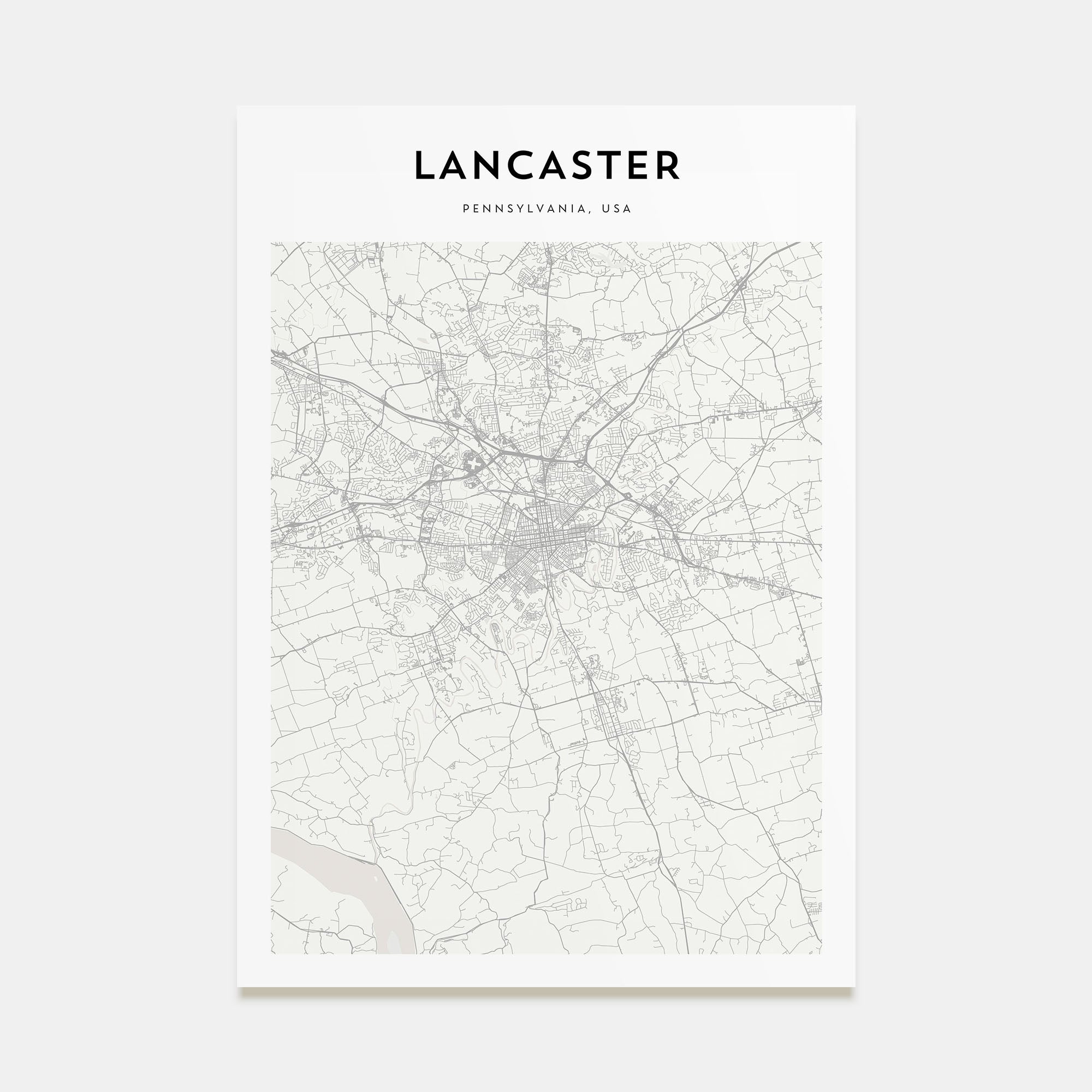 Lancaster, Pennsylvania Map Portrait Poster
