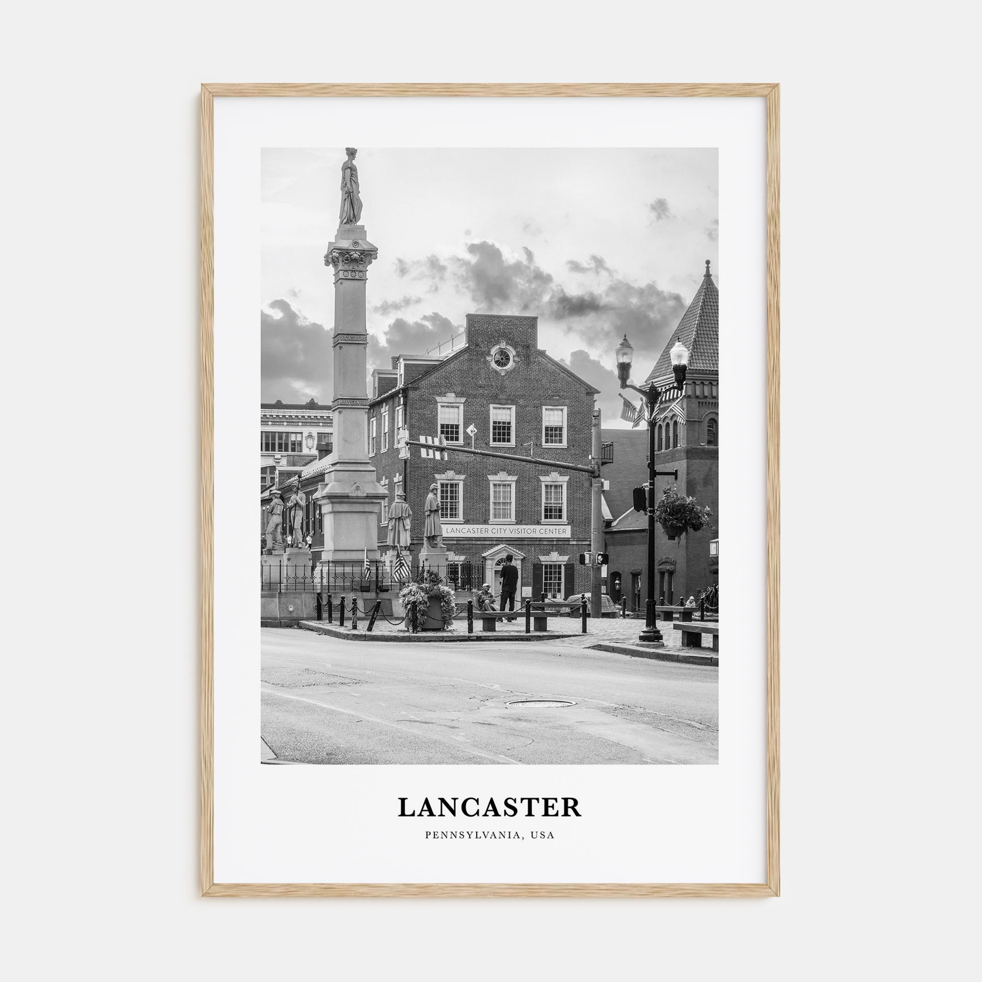 Lancaster, Pennsylvania Portrait B&W Poster