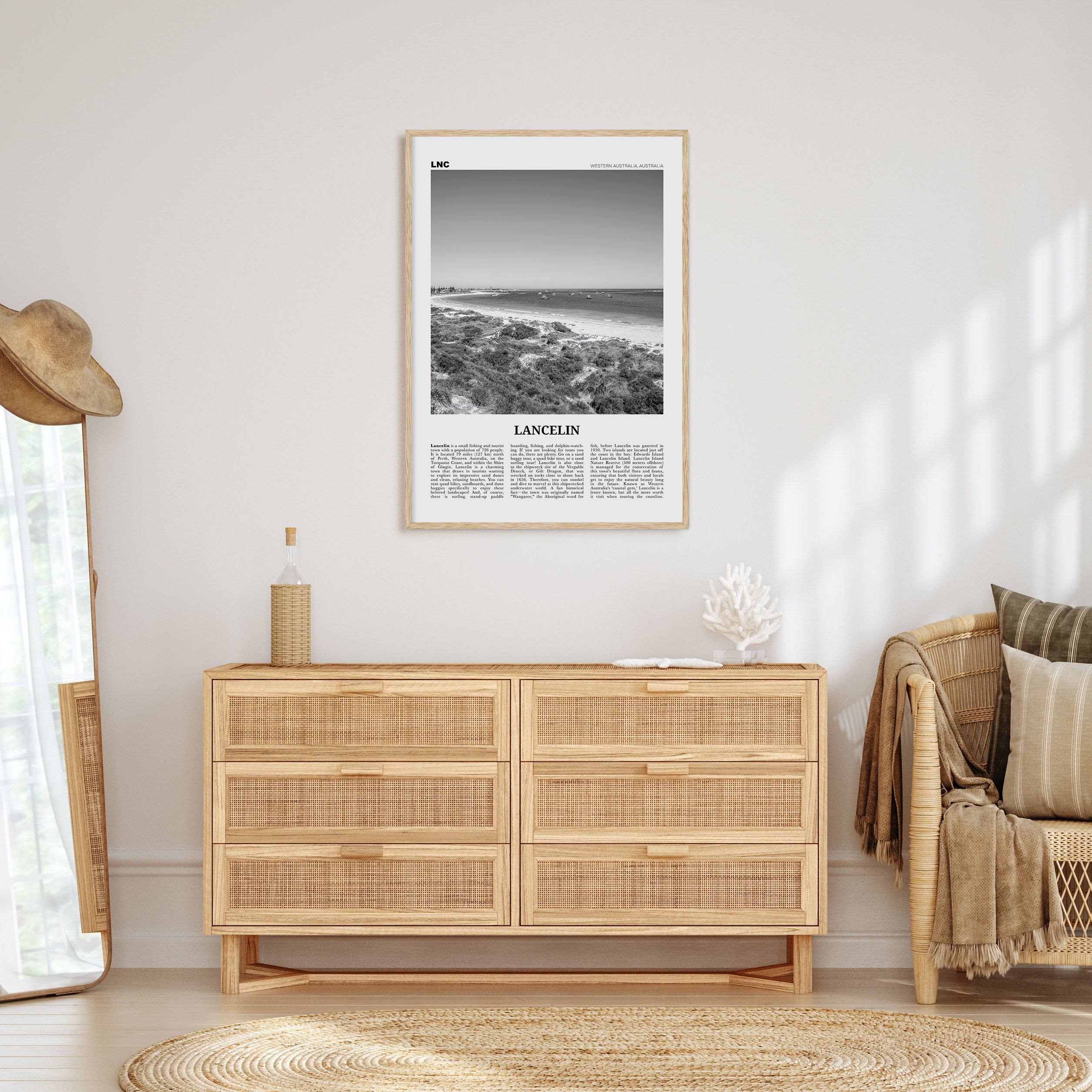 Lancelin Travel B&W Poster