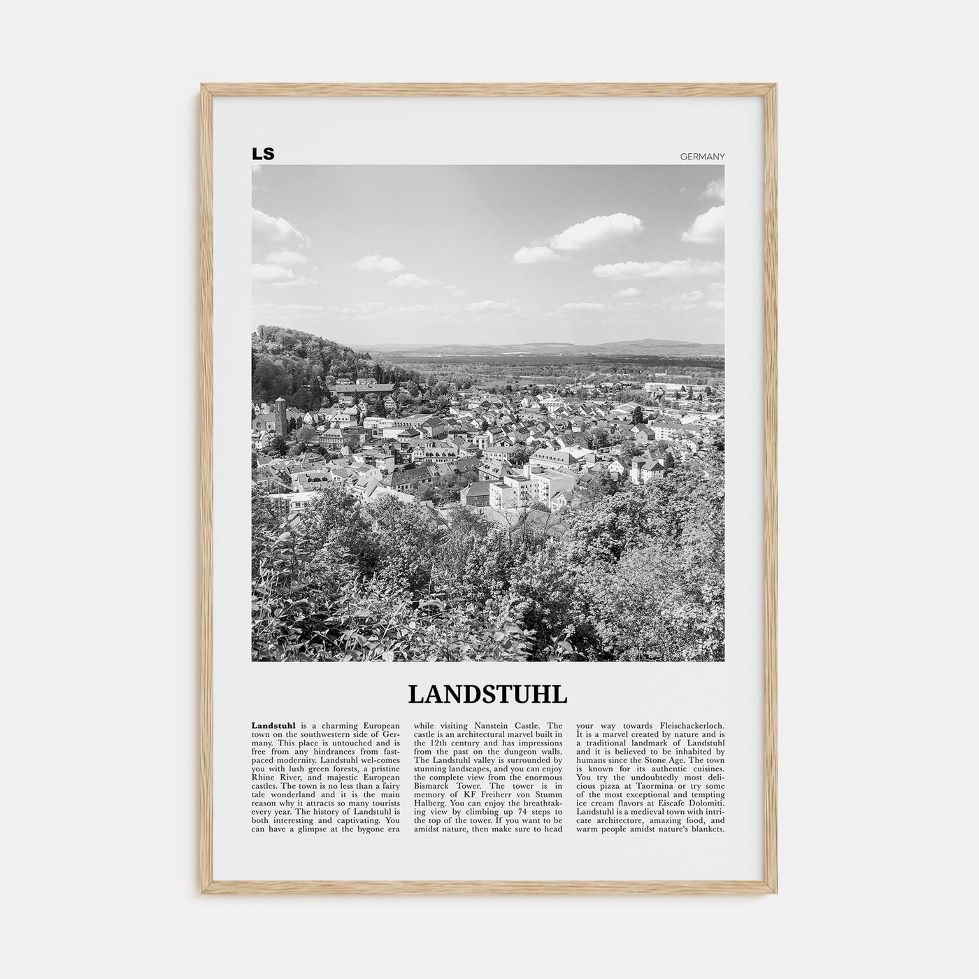 Landstuhl Travel B&W Poster