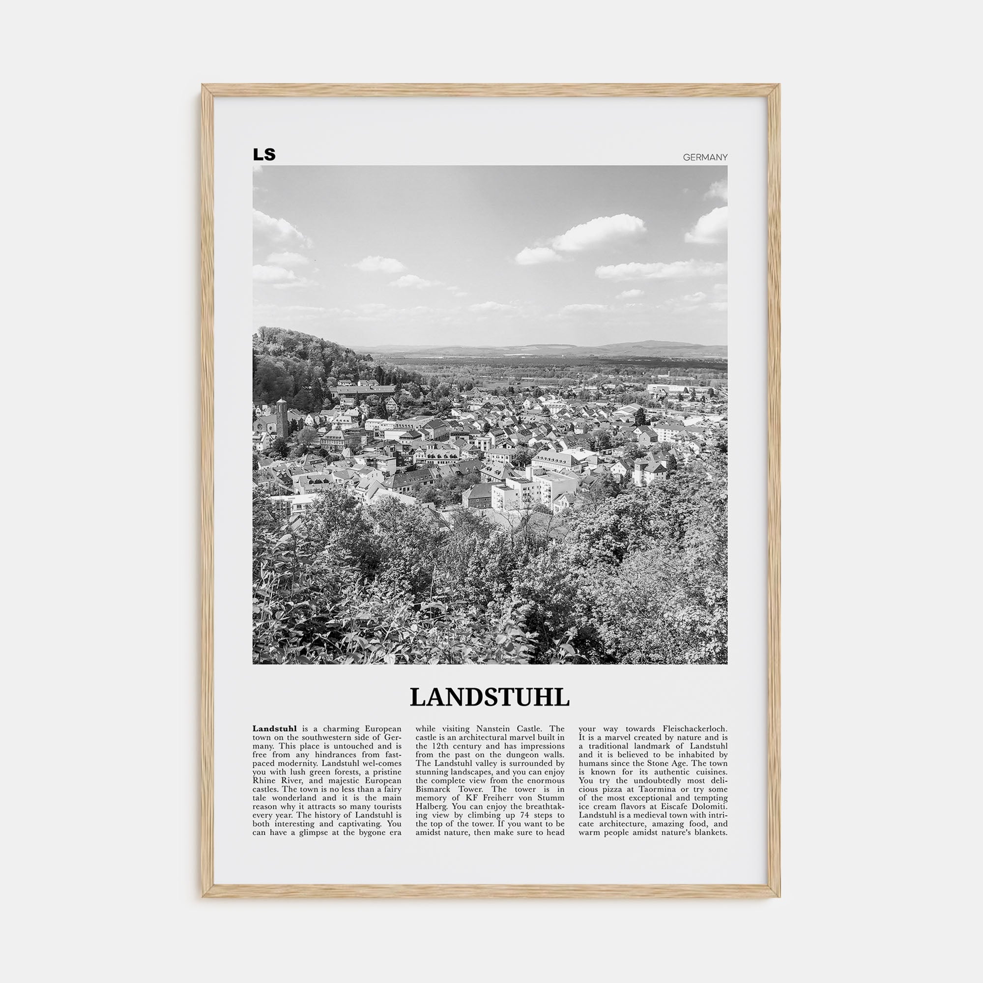 Landstuhl Travel B&W Poster
