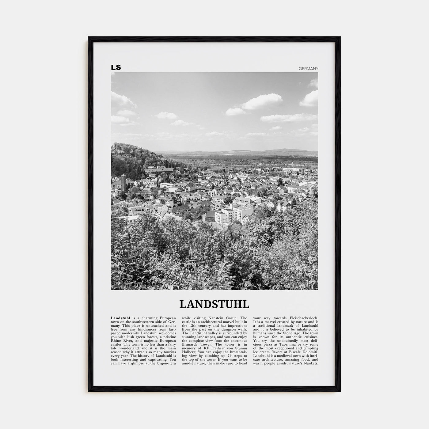 Landstuhl Travel B&W Poster