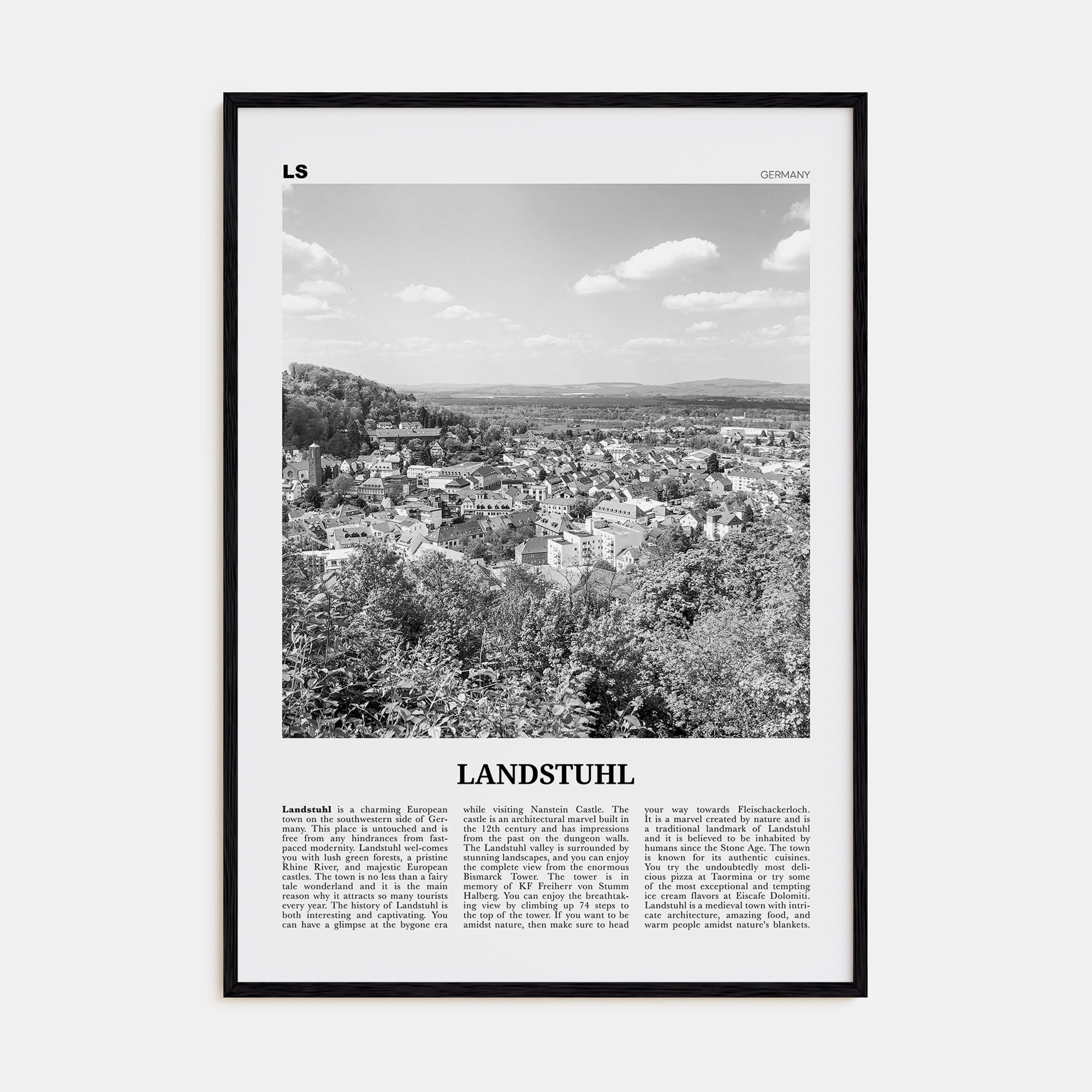Landstuhl Travel B&W Poster