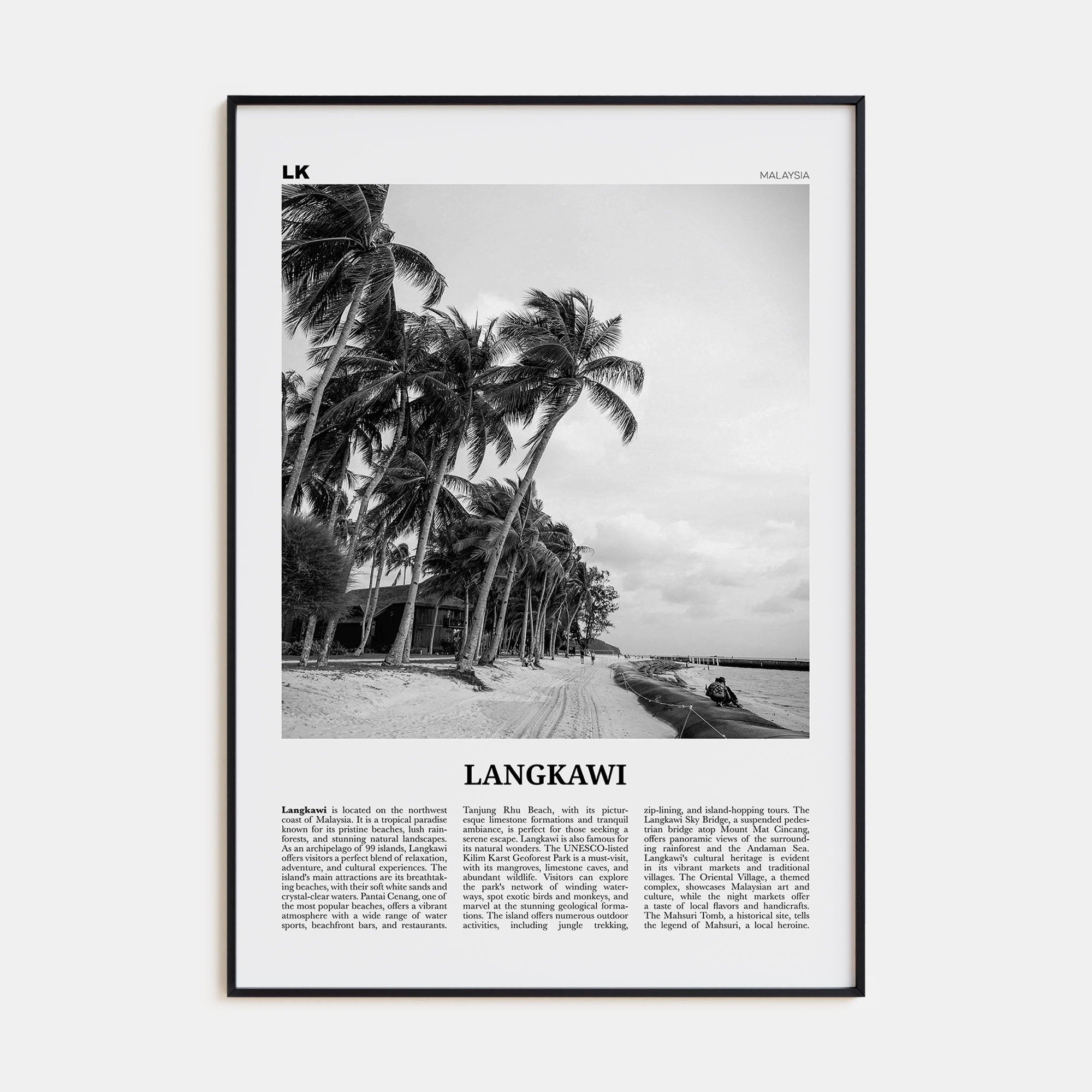 Langkawi Travel B&W Poster