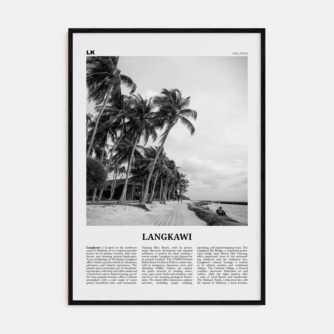 Langkawi Travel B&W Poster