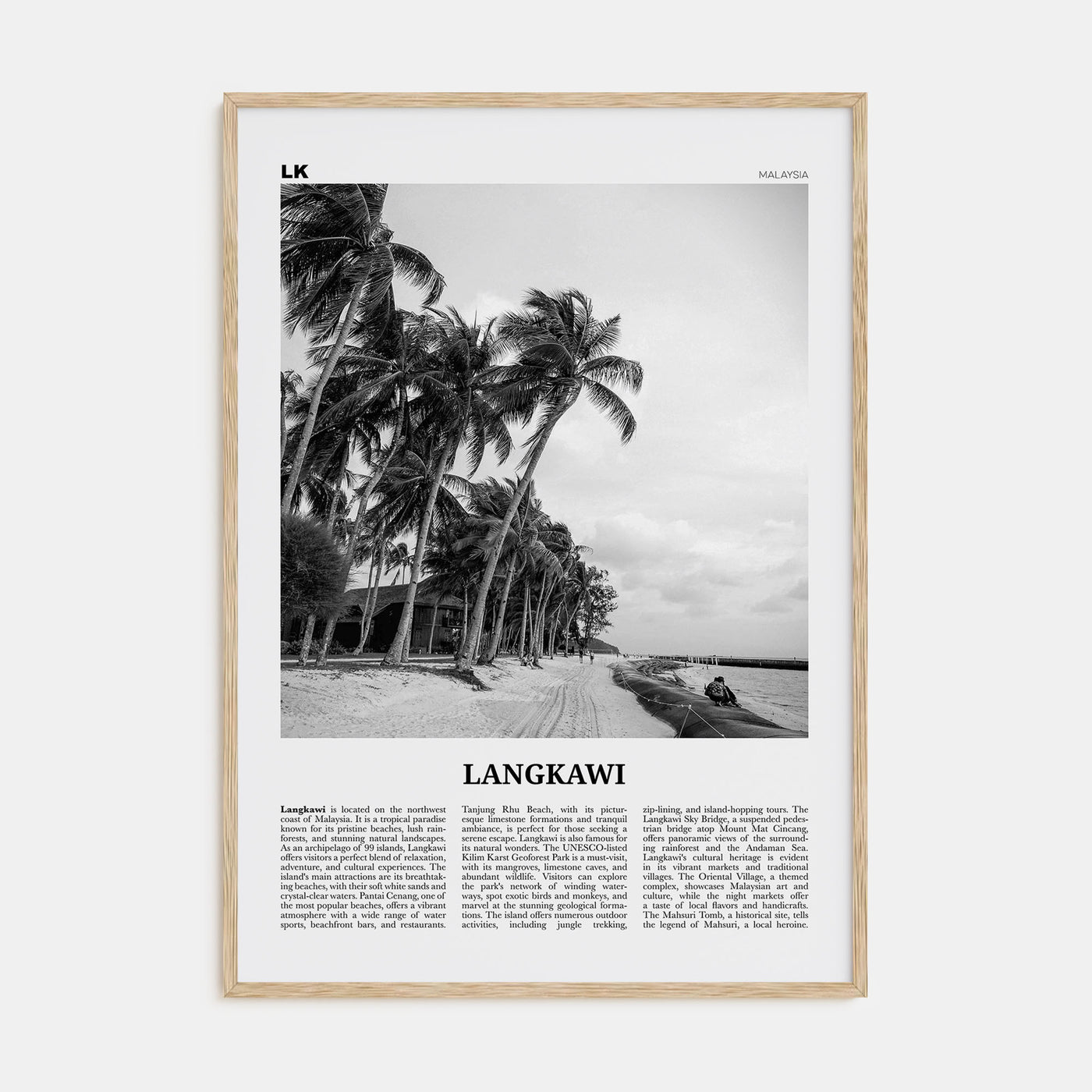 Langkawi Travel B&W Poster