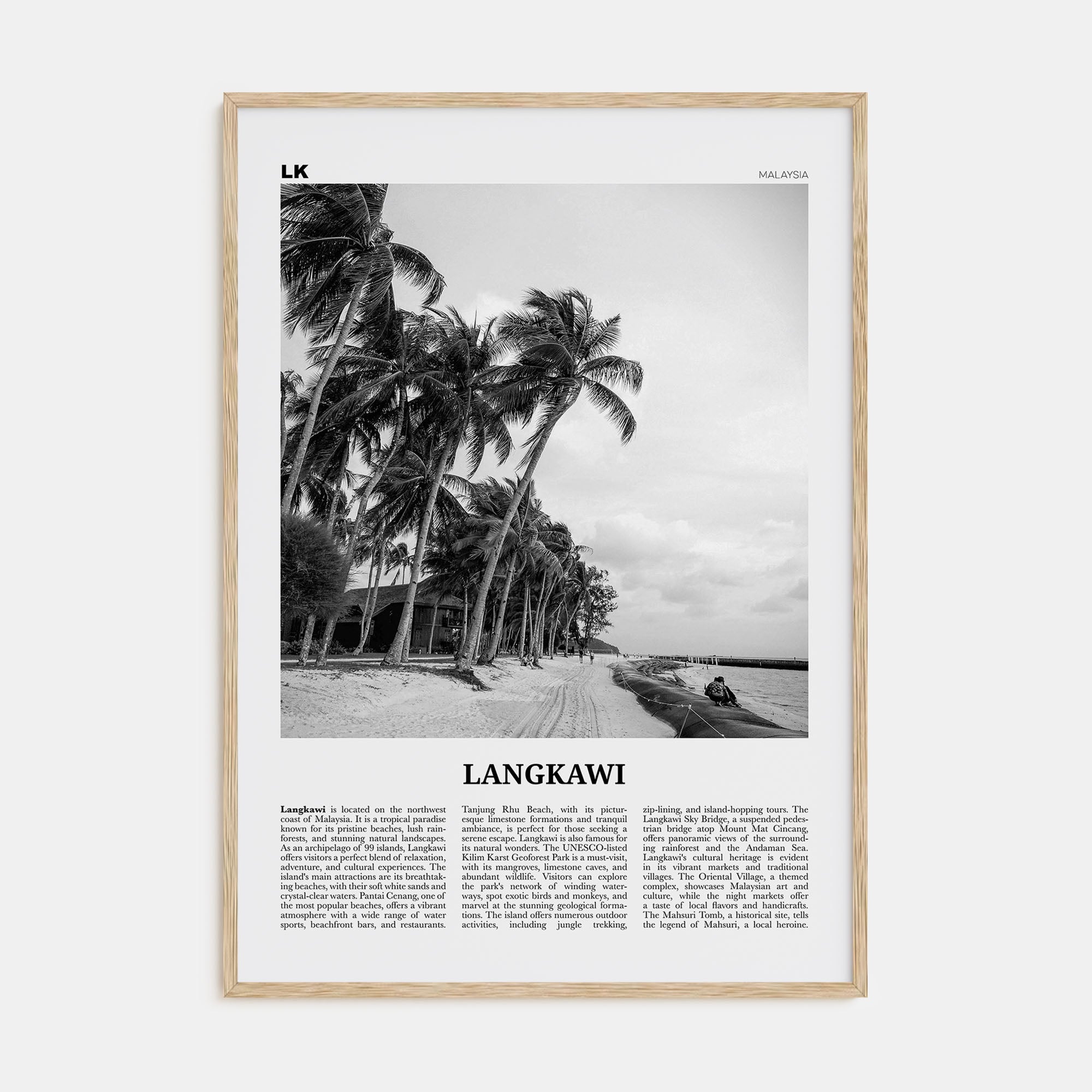 Langkawi Travel B&W Poster