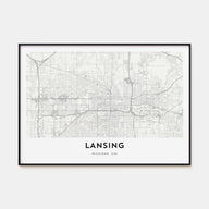 Lansing Map Landscape Poster